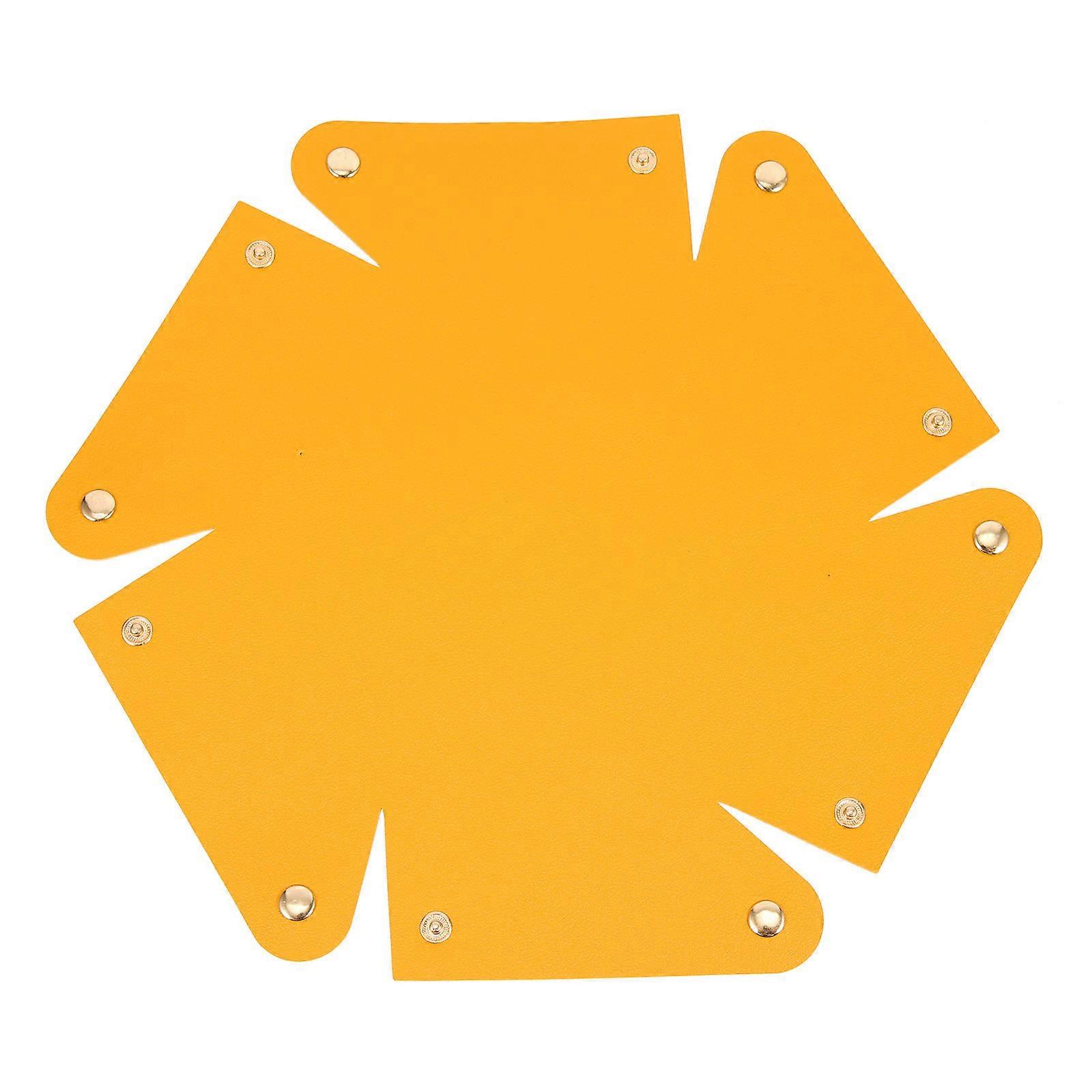 Multipurpose Tray Foldable Desktop Storage Tray Yellow Pu Material for Living Room 1Set