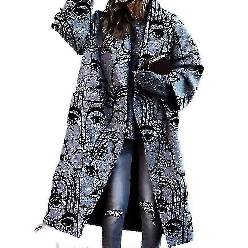 Manteau en laine à carreaux à manches longues pour femme