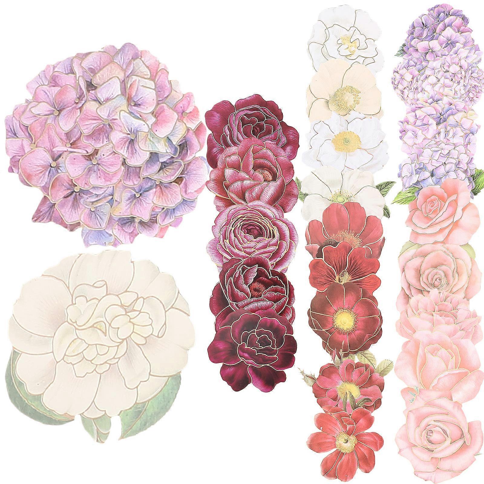 50pcs Floral Stickers Set, Aesthetic Flower Decals for Scrapbooking, Journals, Laptops – Durable & Reusable for DIY Crafts and Personalization