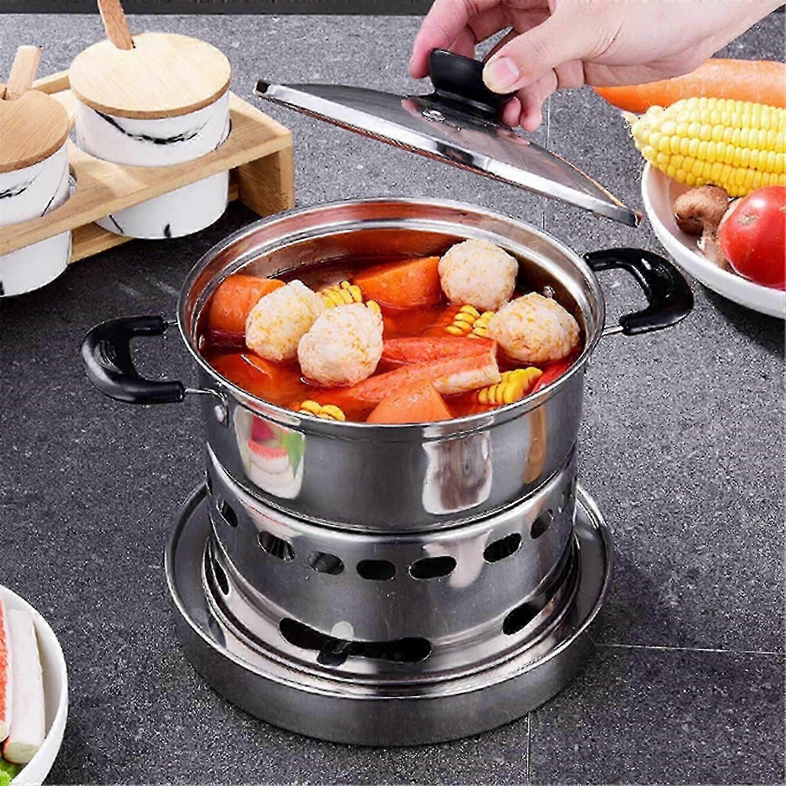 Portable Stainless Steel Cooker for Indoor and Camping Use, No Power Needed, Easy to Carry