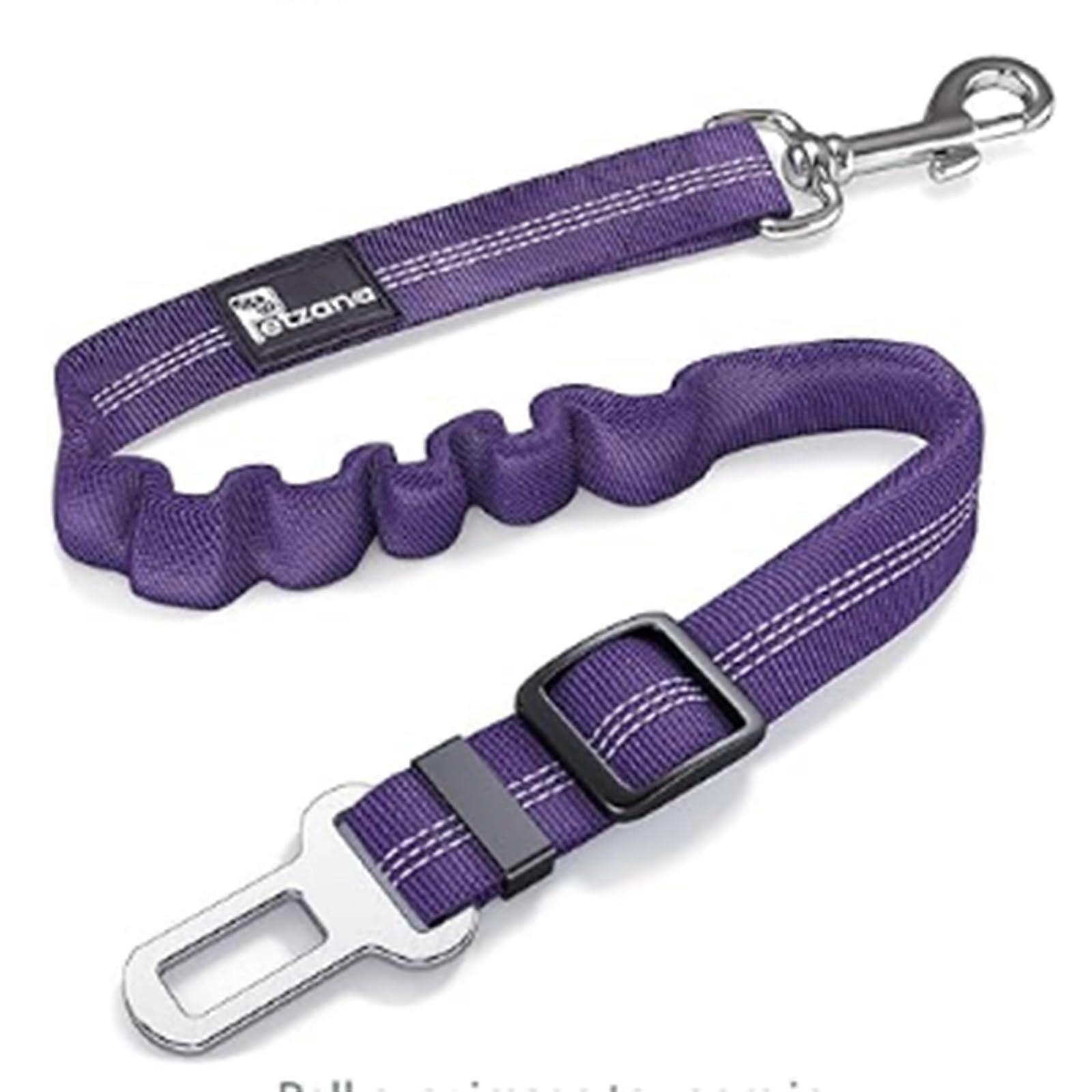 Seat Belt for Dogs Adjustable Elastic Bungee Buffer for Car Travel Accessories - Purple, 1 Pack