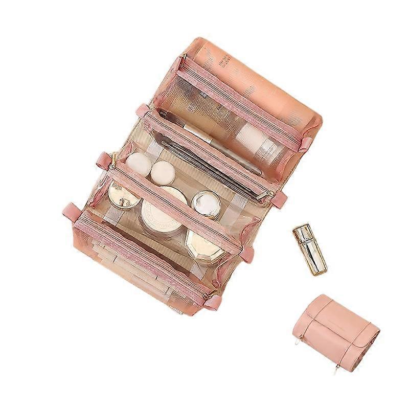 Four-in-one foldable large-capacity PU makeup storage bag, multi-functional and portable