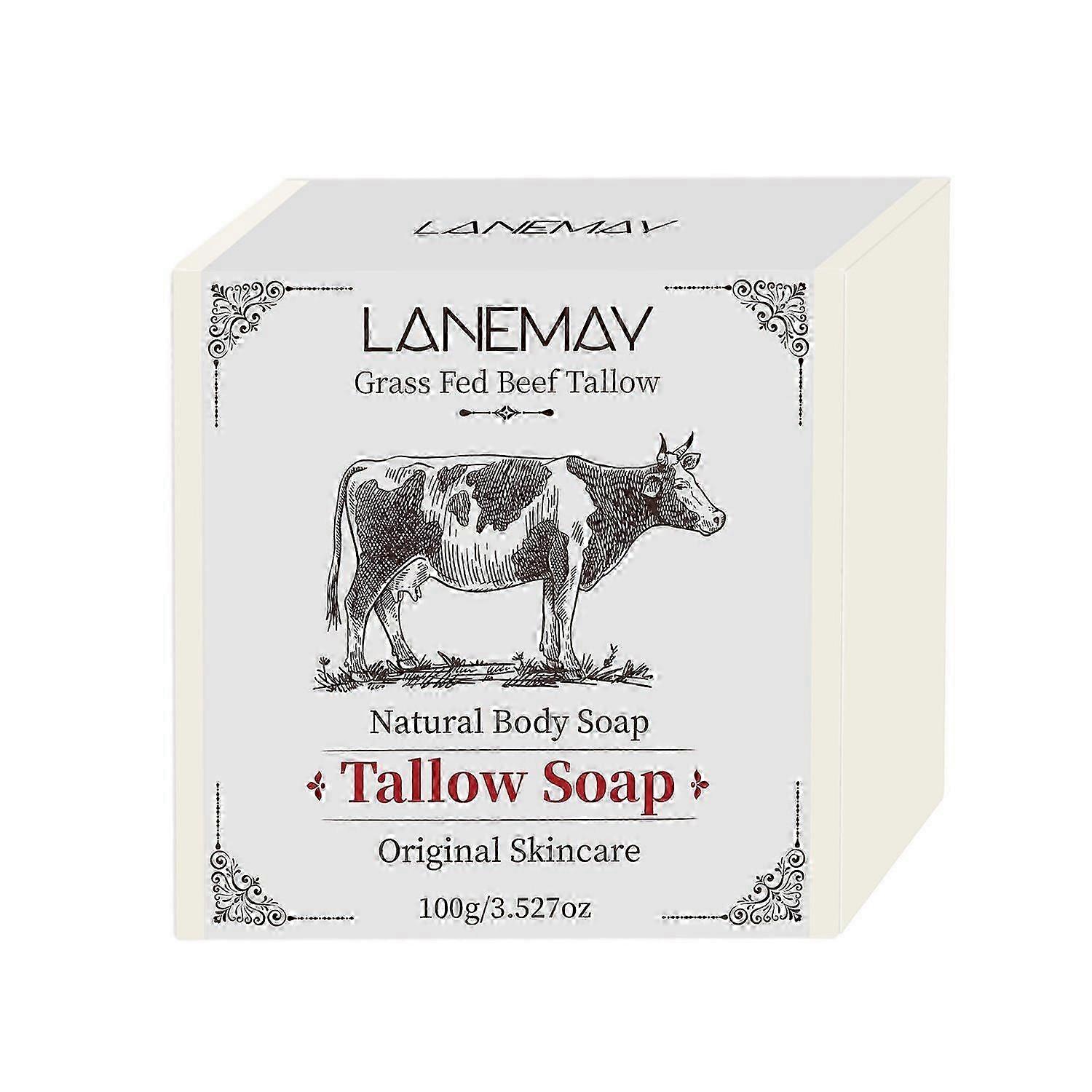 Beef Tallow Soap Bar for Skin Glow, All Natural Grass Fed Tallow Soap, Moisturizing Face & Body Wash, Handcrafted Bath Soap Great for Dry, Itchy, Sens