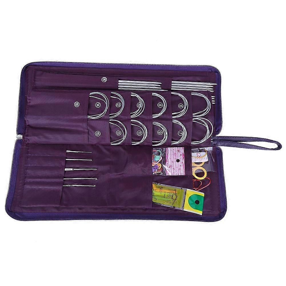 Steel Straight Circular Knitting Needles Crochet Hook Weave Tool Set