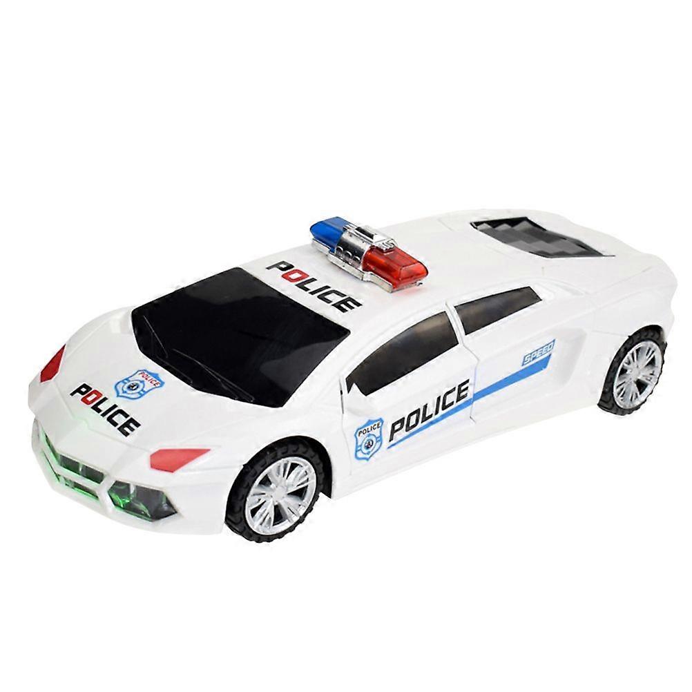 1pc Music LED Light Police Car Toy 360-degree Rotating Open The Door Car Model No Battery