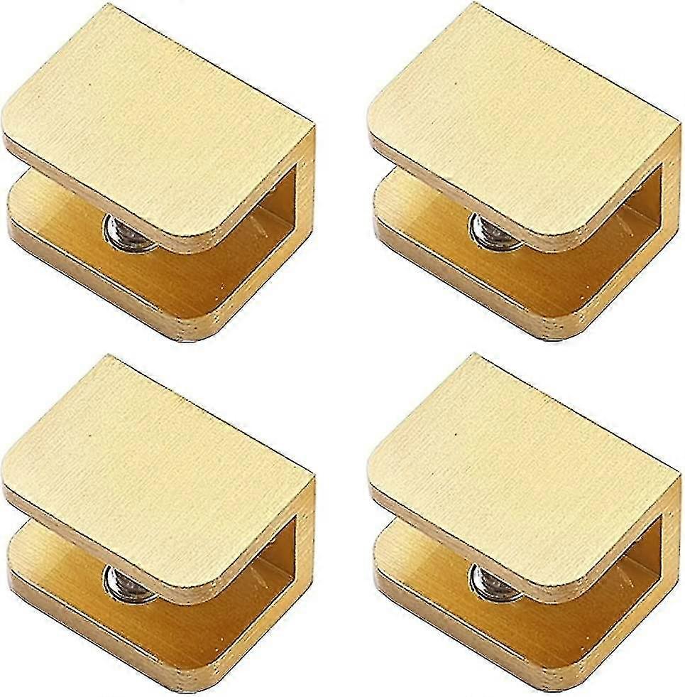 4-piece glass clips, made of brass, durable and rust-proof, no drilling required