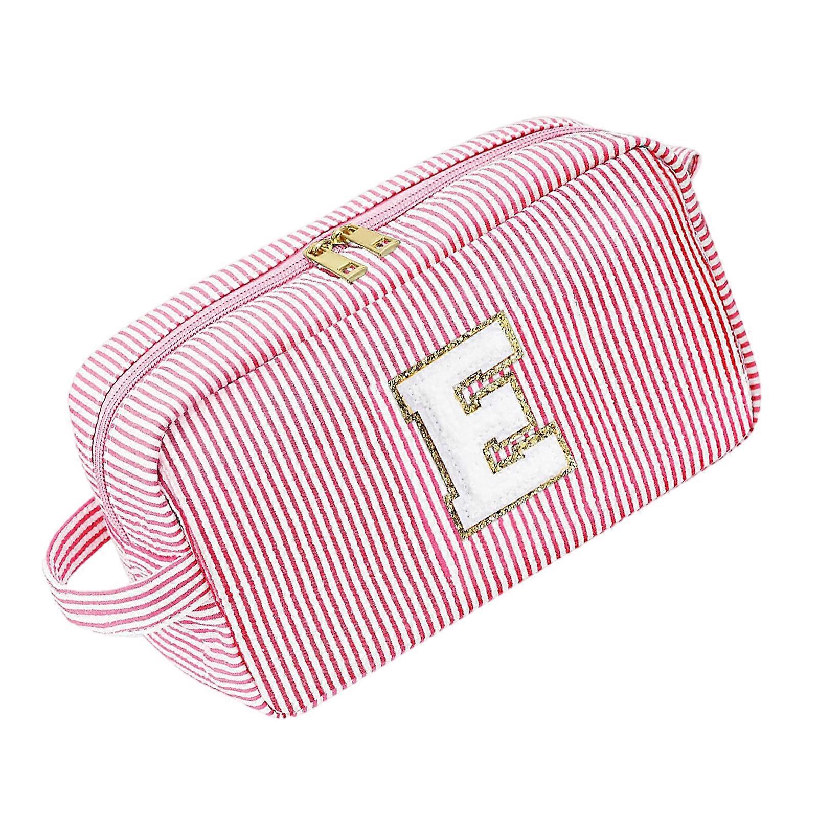 Multipurpose Cosmetic Storage Bag with Carrying Handle Large Capacity Knitting Craft Organiser Multiple Compartments Red stripes