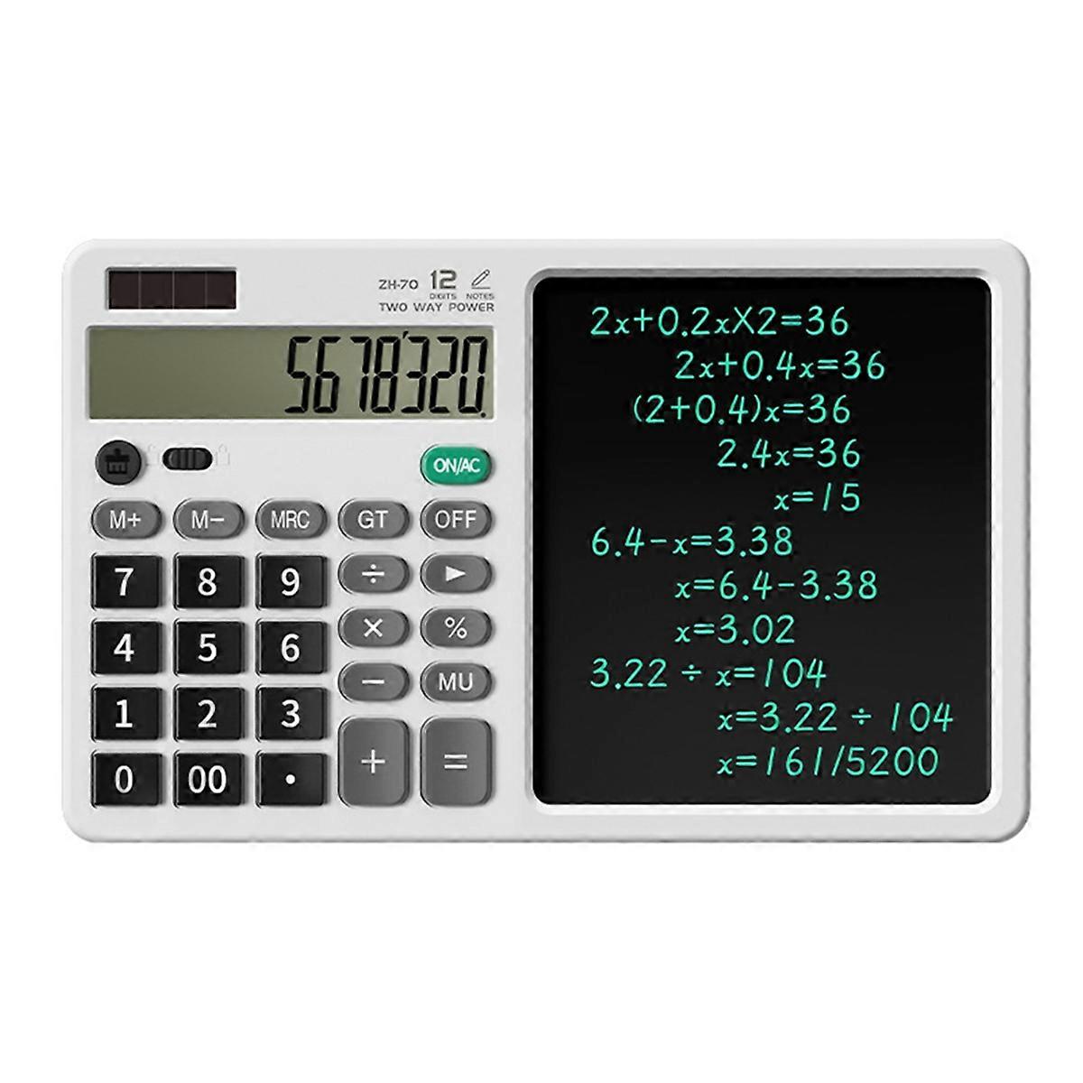 Calculatrice Tablette d’écriture avec stylet 12 chiffres Bureau Calculatrices scientifiques Doodle Dessin Mémo Tampon effaçable Blanc