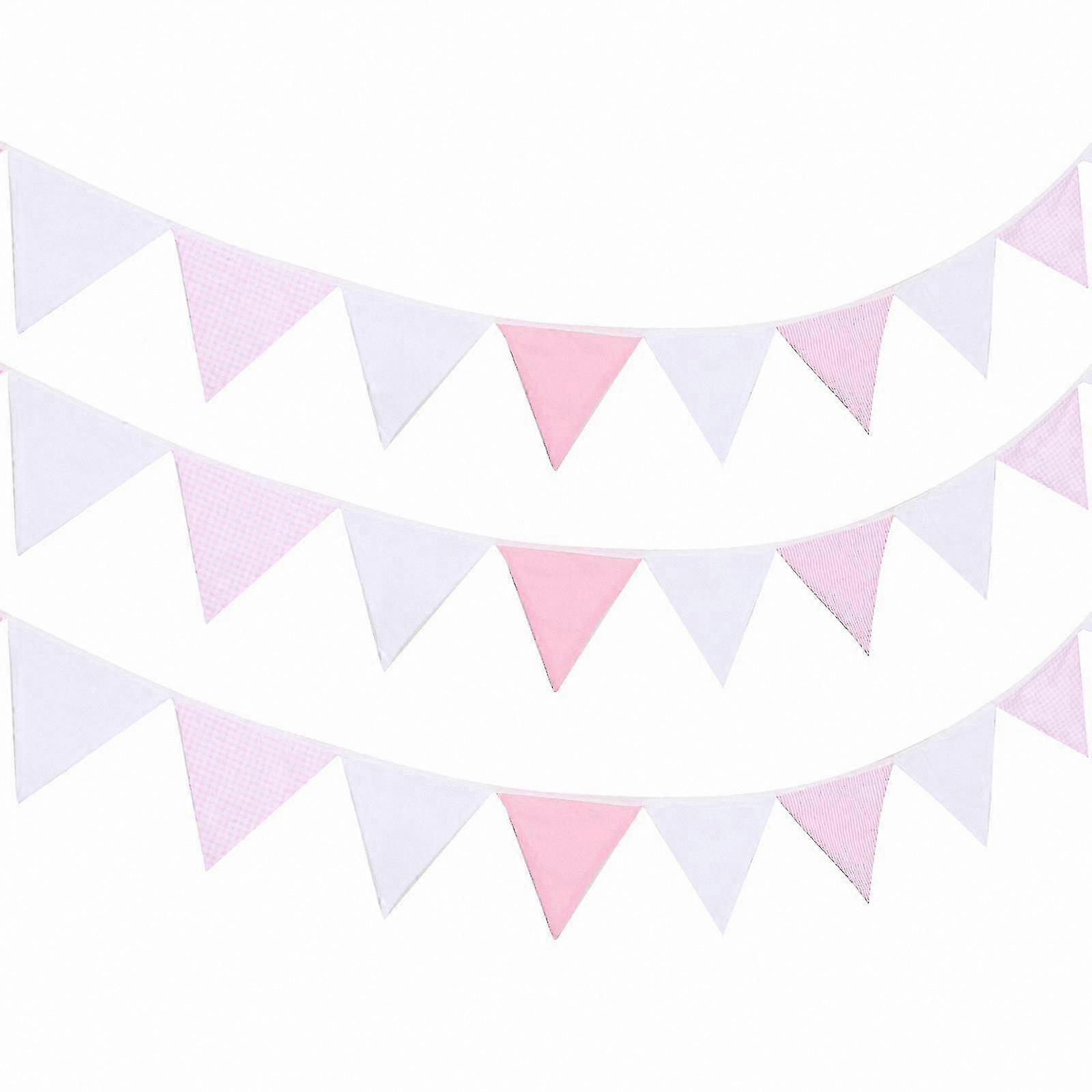 Pink Cotton Bunting Banner for Festival Party Decorations Ceremony Use 1 Piece