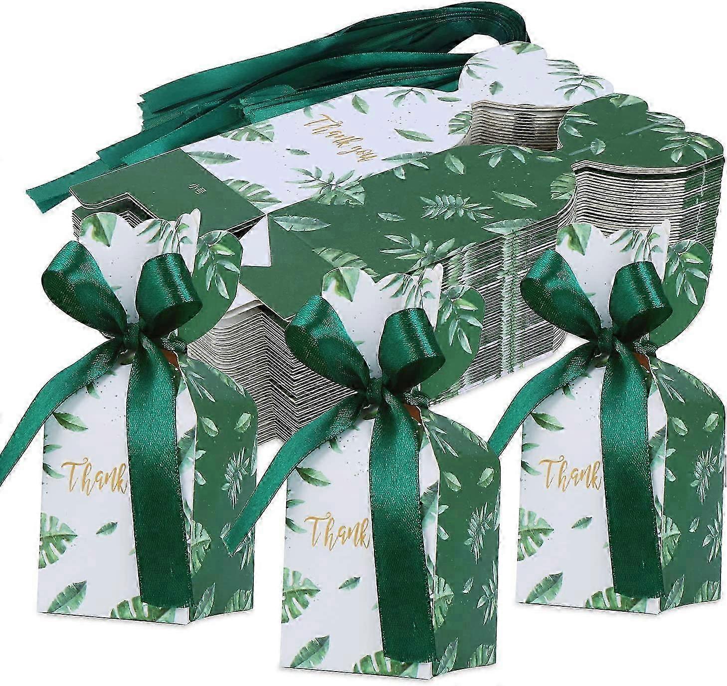 50pcs Vase Shaped Paper Candy Boxes for Wedding Party Favor Creative Paper Box with Ribbons