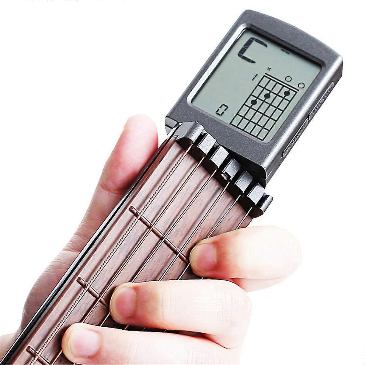 SOLO Pocket Guitar Chord Practice Tool, Portable Guitar Neck for Beginner Trainer with Rotating Chord Table Screen