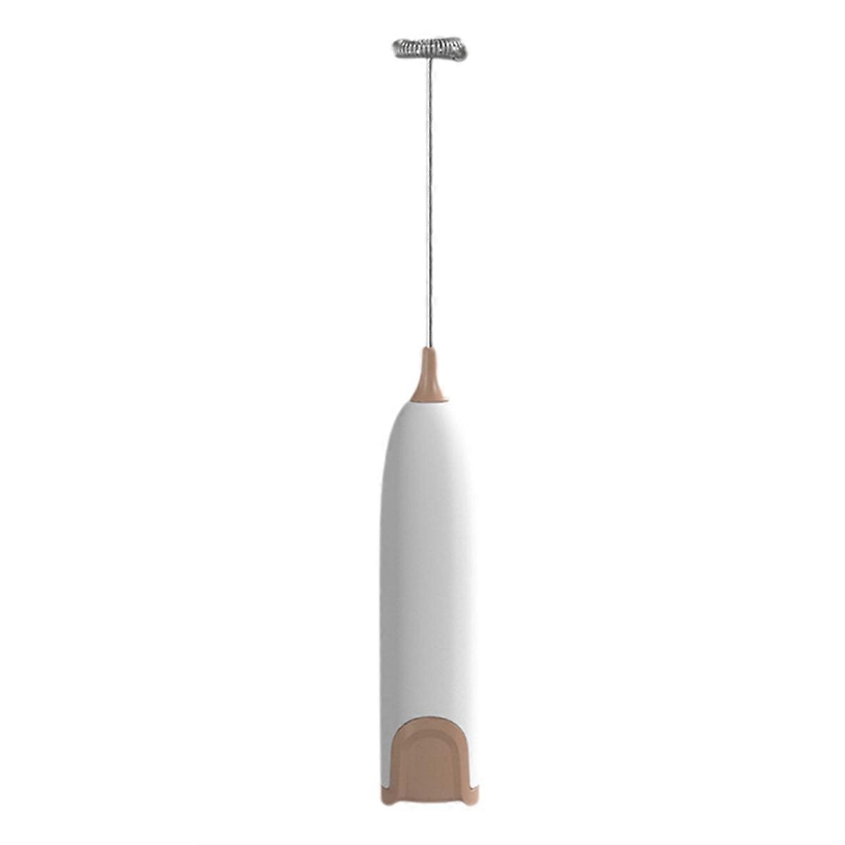 Electric Handheld Stainless Steel Blender Milk Frother Egg Beater Dry Cell Coffee Stirring Stick White