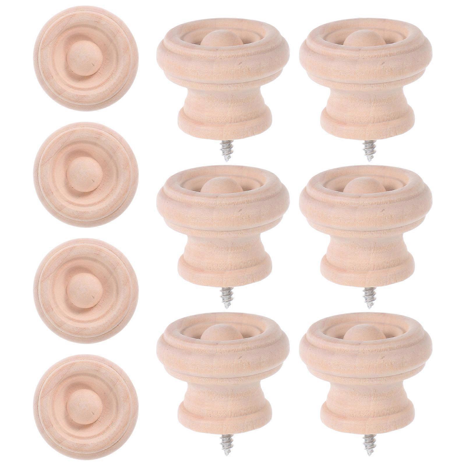 Light Yellow Solid Wood Circular Handle Knobs Set for Doors and Cabinets Easy Installation 10pcs