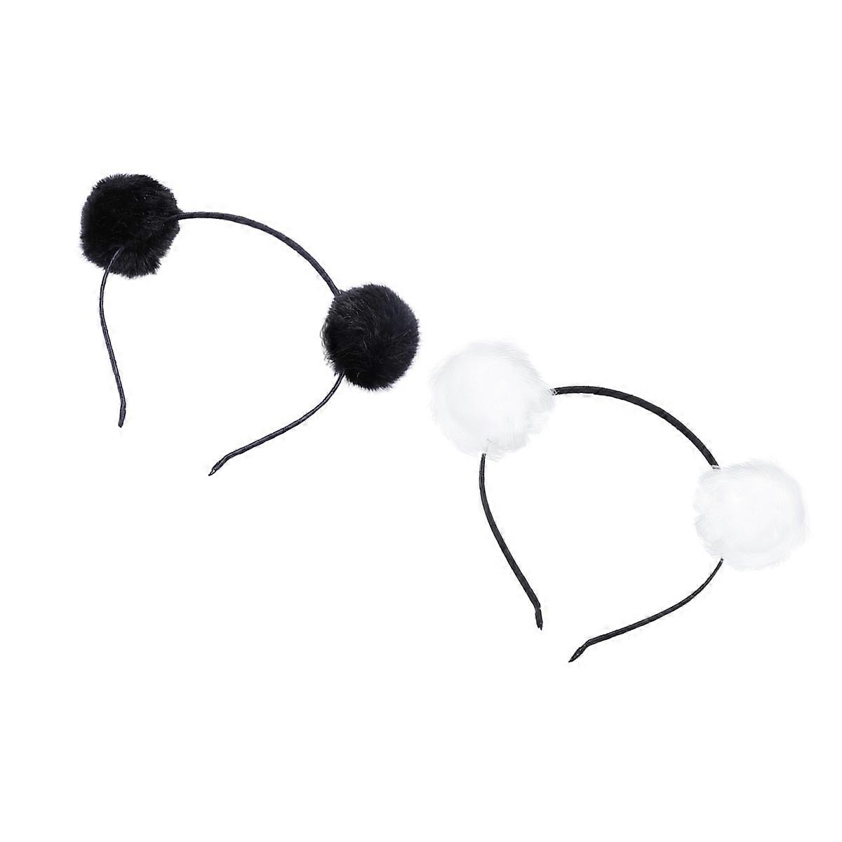 Fluffy Ball Headband with Pompon Design for Girls Women in Assorted Color Cloth Material 6 Pieces