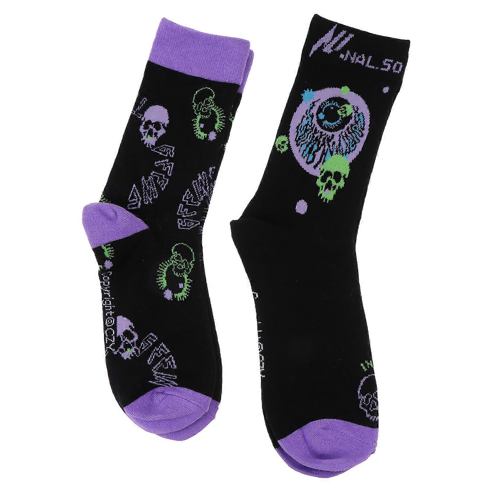 Breathable Skull Cotton Stockings for Daily Use Skateboarding Socks 2Pairs