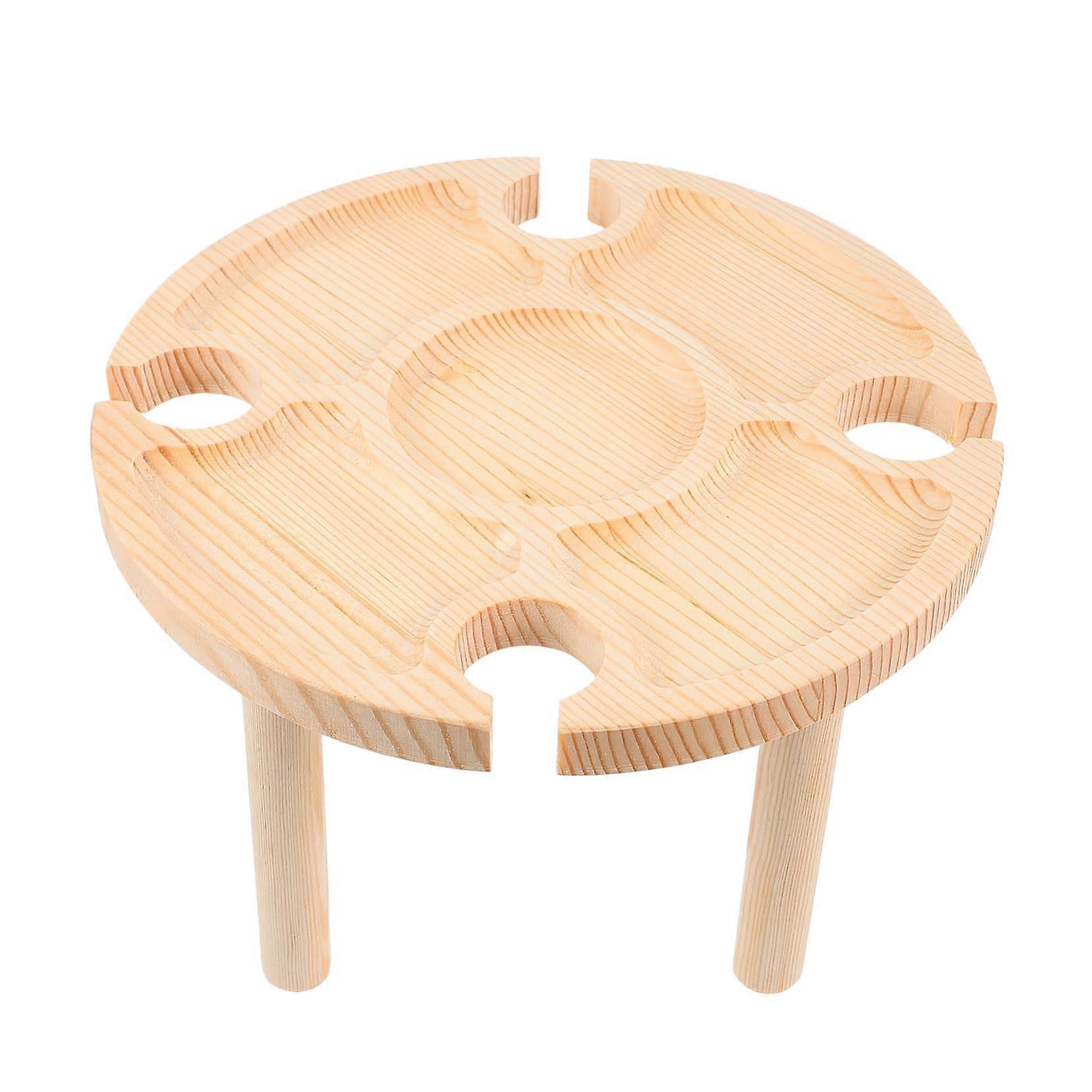 Portable Wood Wine Table 1Pc For Outdoor Picnics Beach Snacks And Family Gatherings Stable Legs For Grass Use