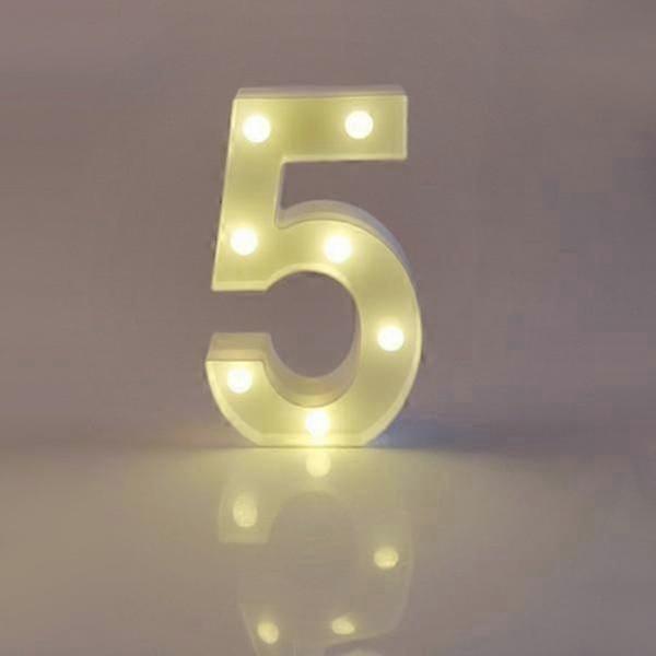 Qinwei LED light number letter sign night light, number 5.