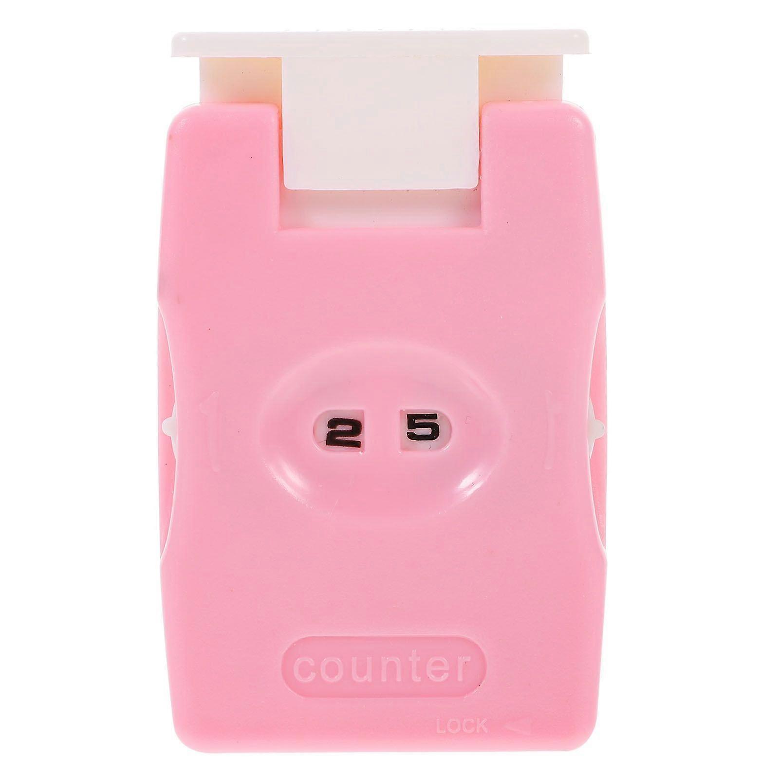 Manual Counter wiht Button Knitting Stitch Row Crocheting Counter Knitting Tool for Home Travel Use ( Pink )
