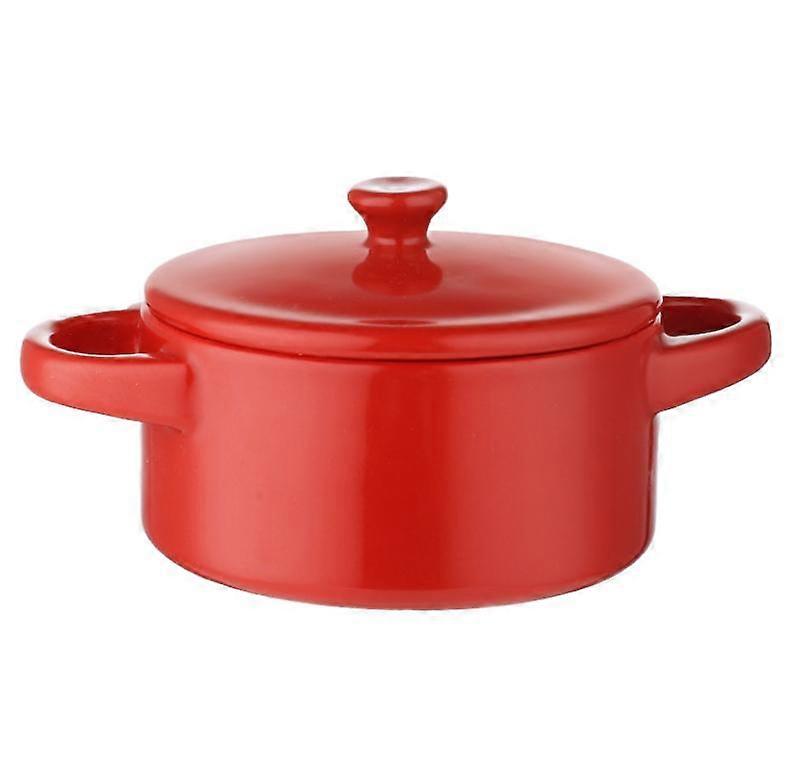 סיר מרק תבשיל עם ידית קרמיקה בישול סיר חלב ביצה תבשיל פאן מטבח סירי בישול (אדום)