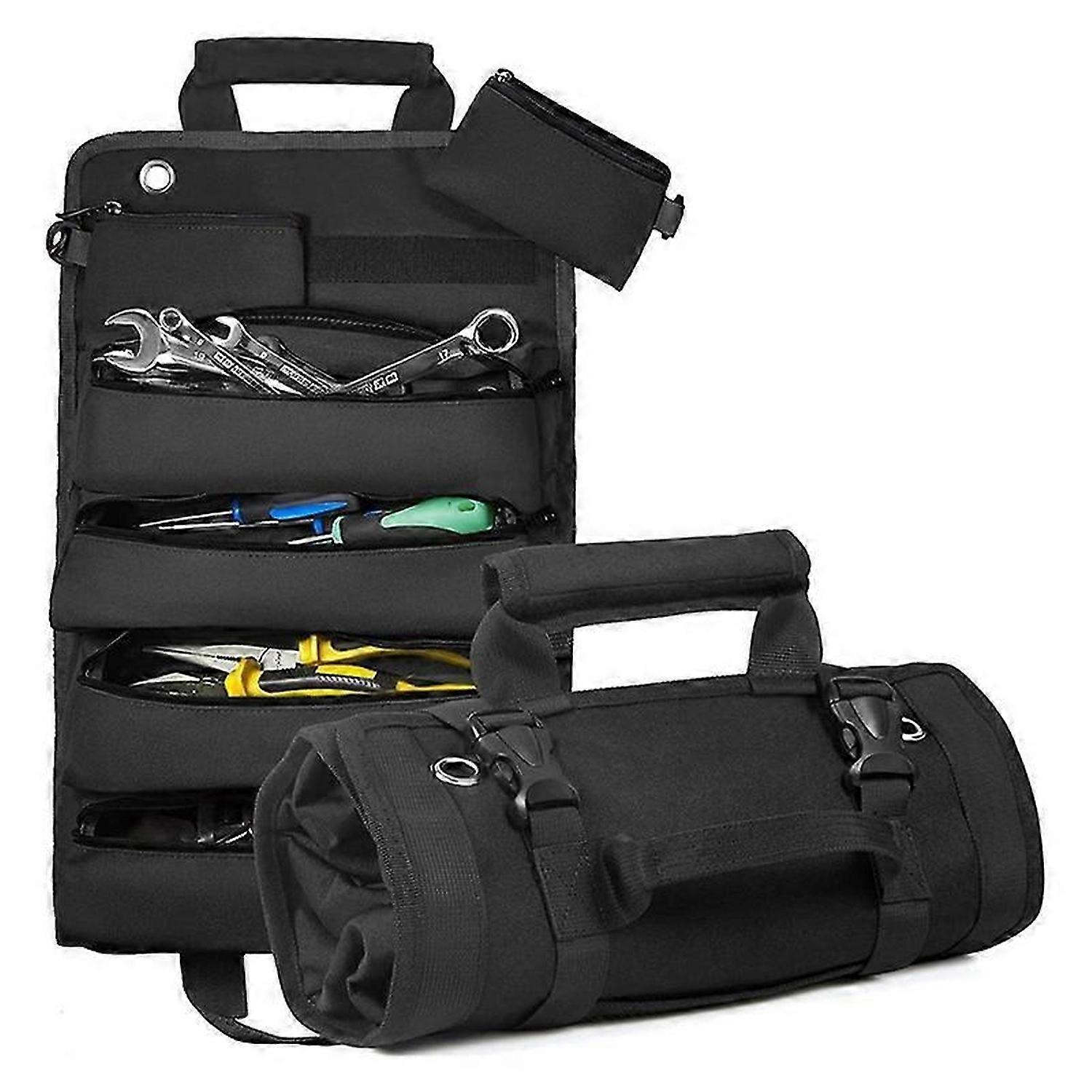 Tool Roll Up Bag, Roll Tool Organizer with 3 Detachable Pouches