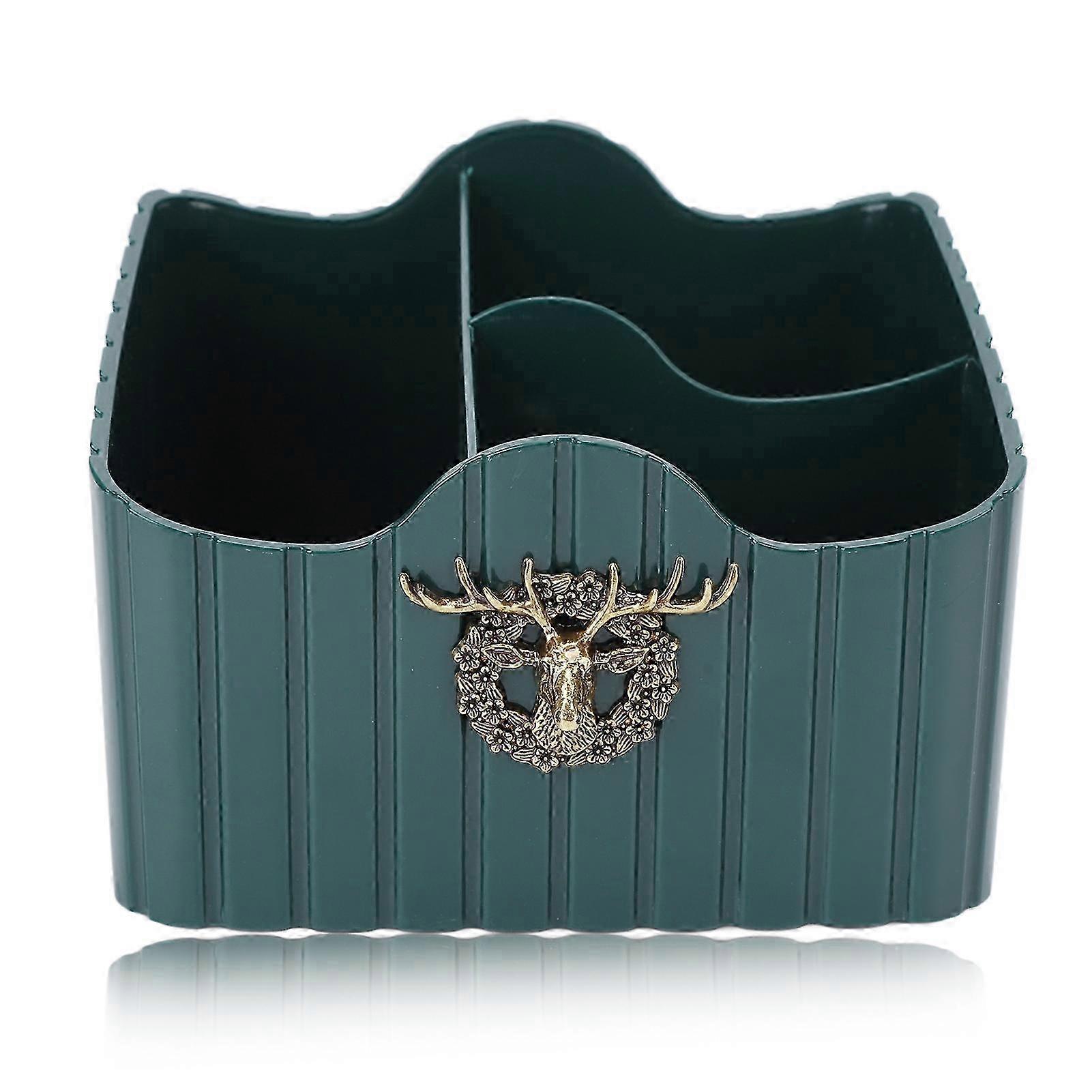 2025 Cosmetic Desktop Storage Large Capacity Simple Beautiful Elk Design Storage Box with 3 Compartment
