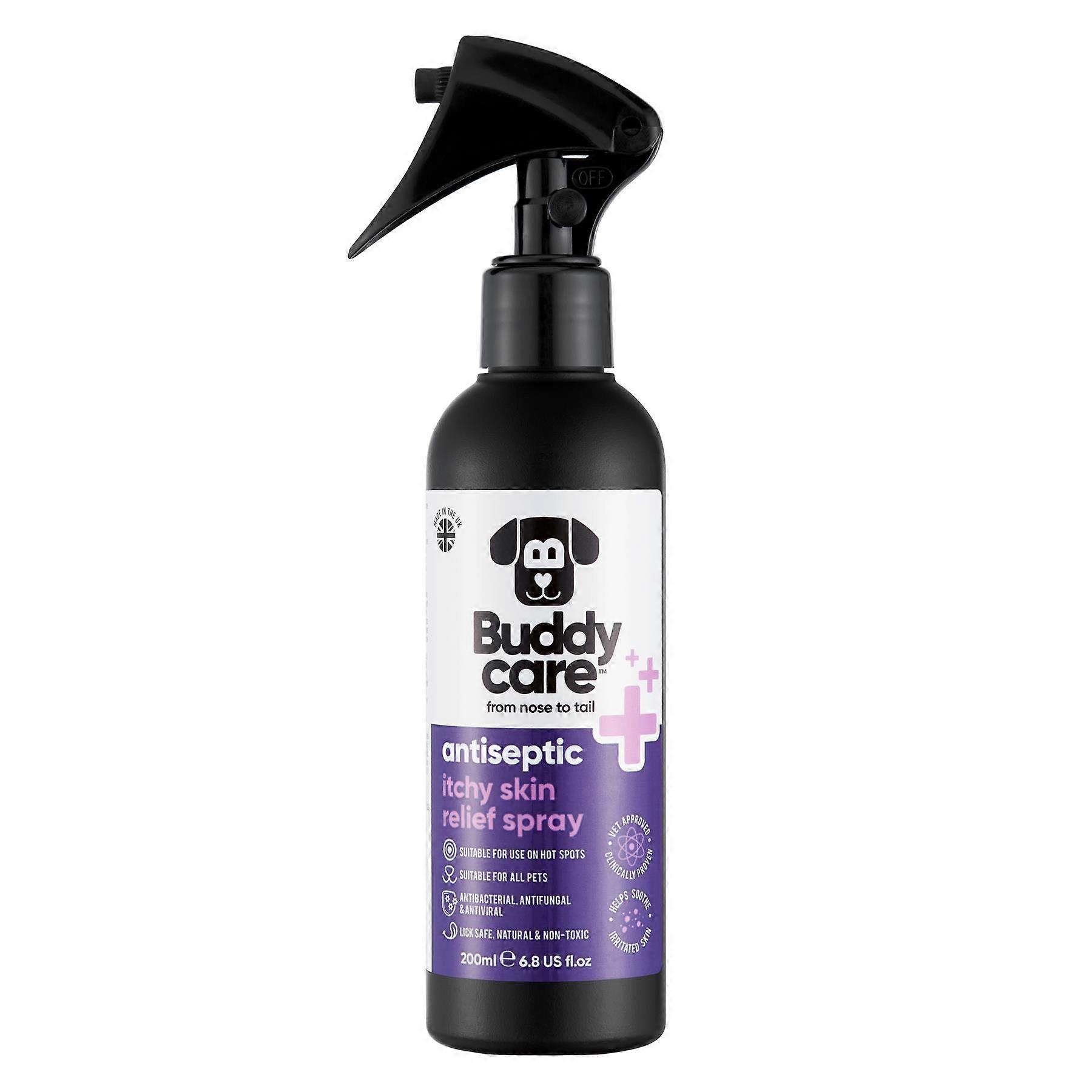 Buddycare - Antiseptisches Spray zur Linderung der juckenden Haut für Haustiere - 200ml