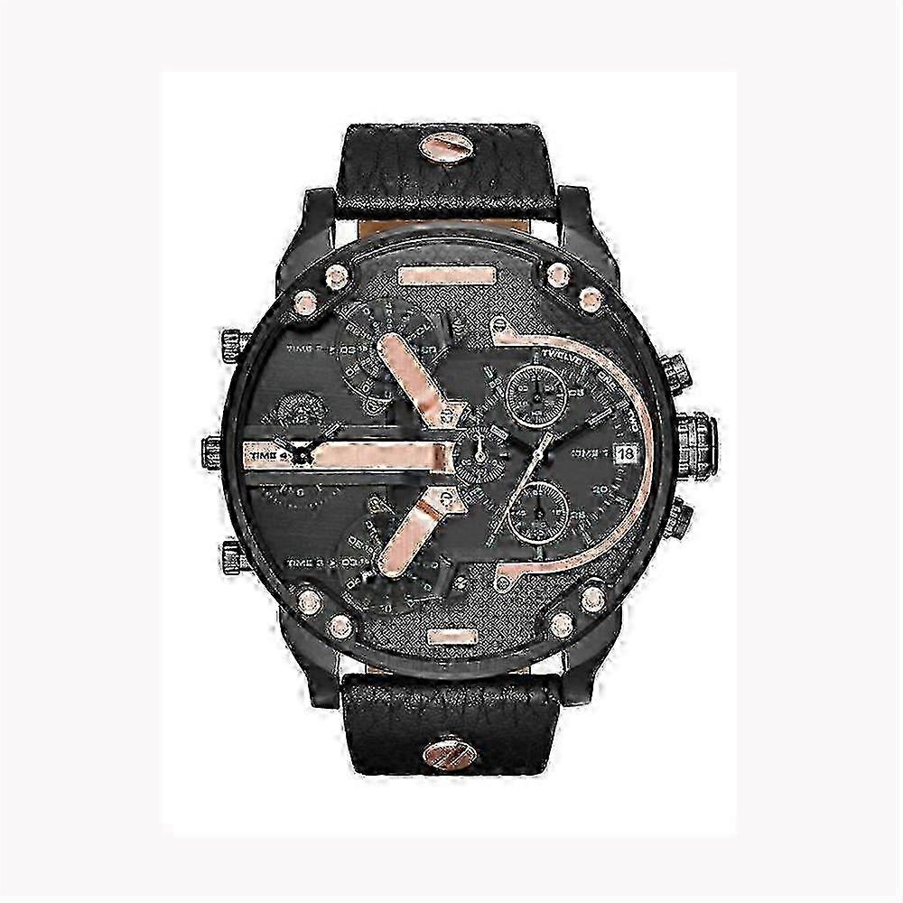 Men's Quartz Watch Large Dial Dual Movement Rubber Steel Strap Pointer Waterproof Style