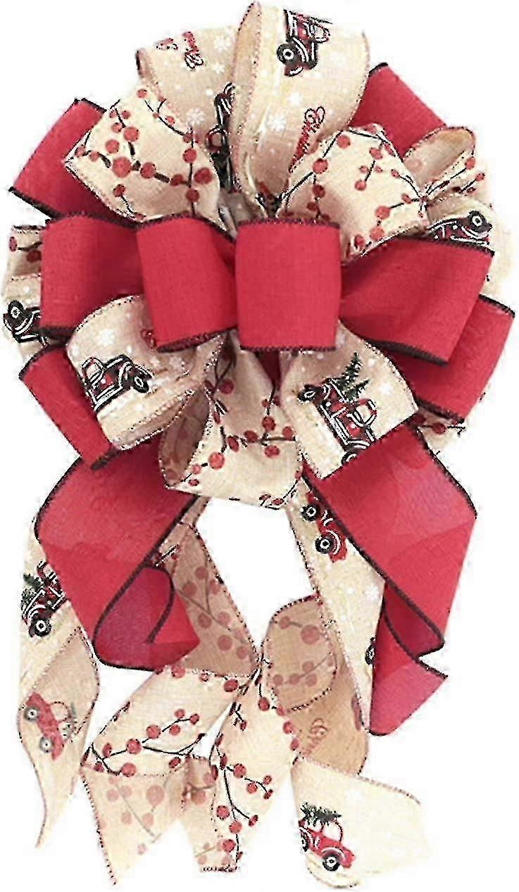 Christmas Tree Topper Buffalo Plaid Bow Decor