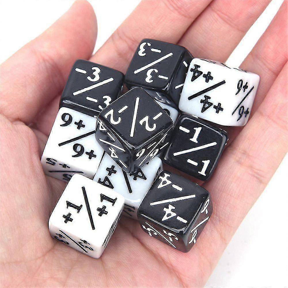 10pcs Funny Toy 6-Sided Math Operation Dice Set, Two-Color Plus Minus Game Accessories