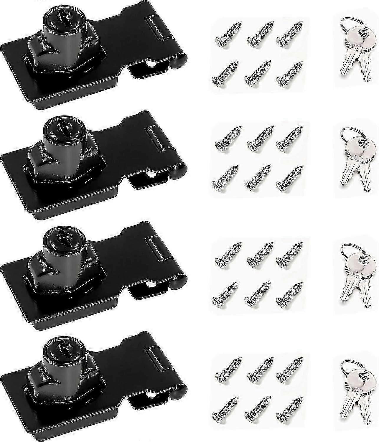Keyed Hasp Locks, Twist Knob Keyed Locking Hasp, Cabinet Locks, Cabinet Locks With Keys, 4pack,2.5inch-3inch