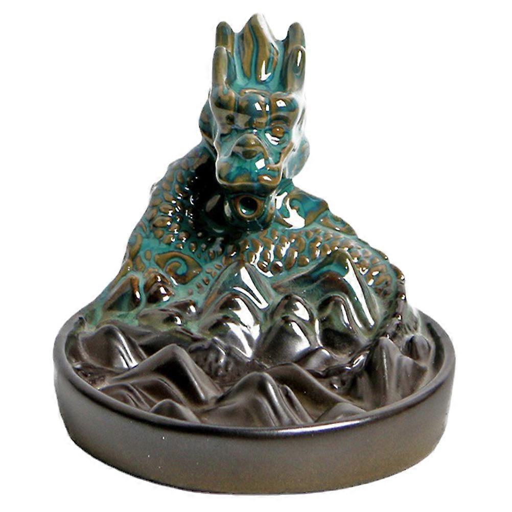 Dragon Ceramic Backflow Incense Burner for Incense Holding Green