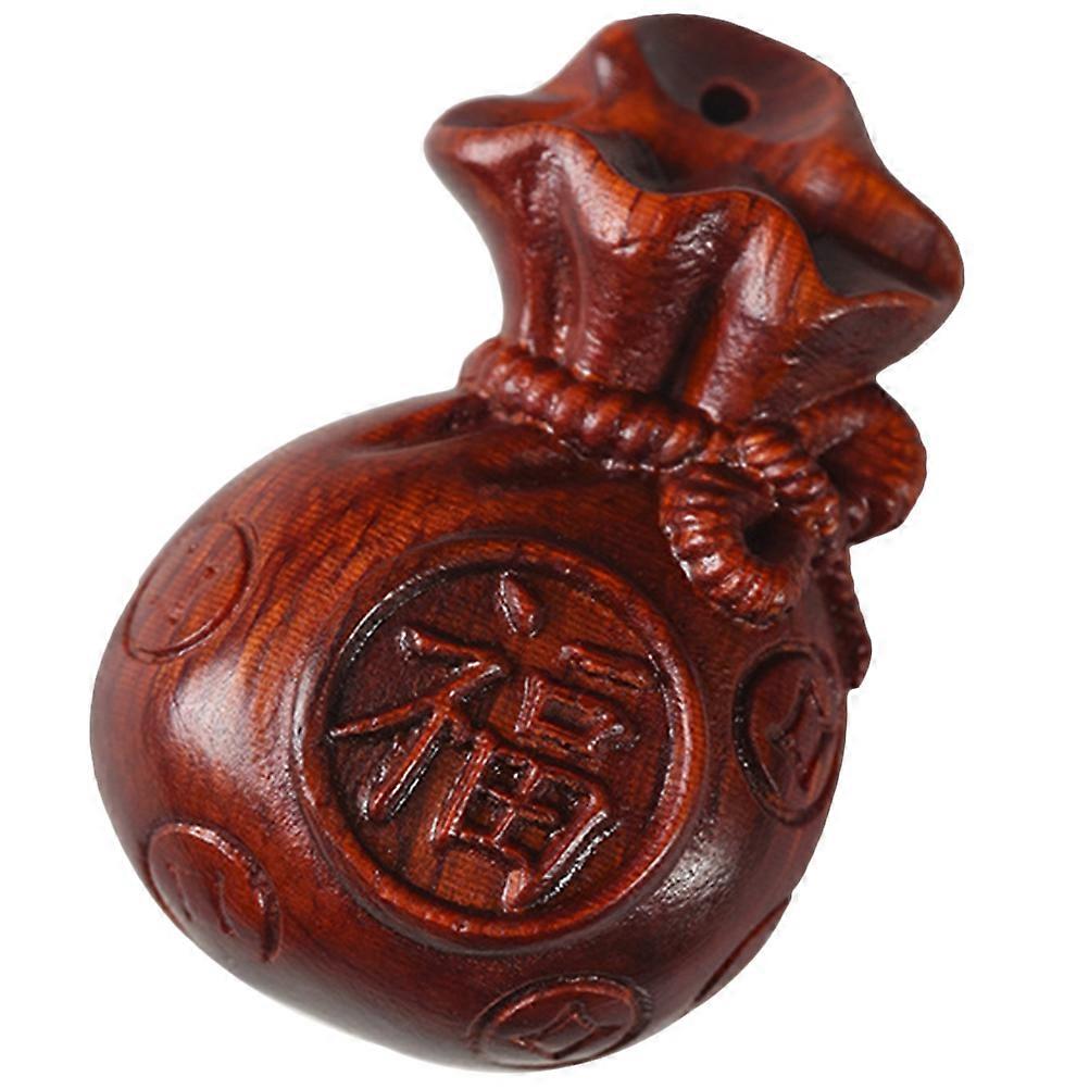 Wooden Money Bag Charm Pendant for Decoration 2Pcs Coffee Color Keychain