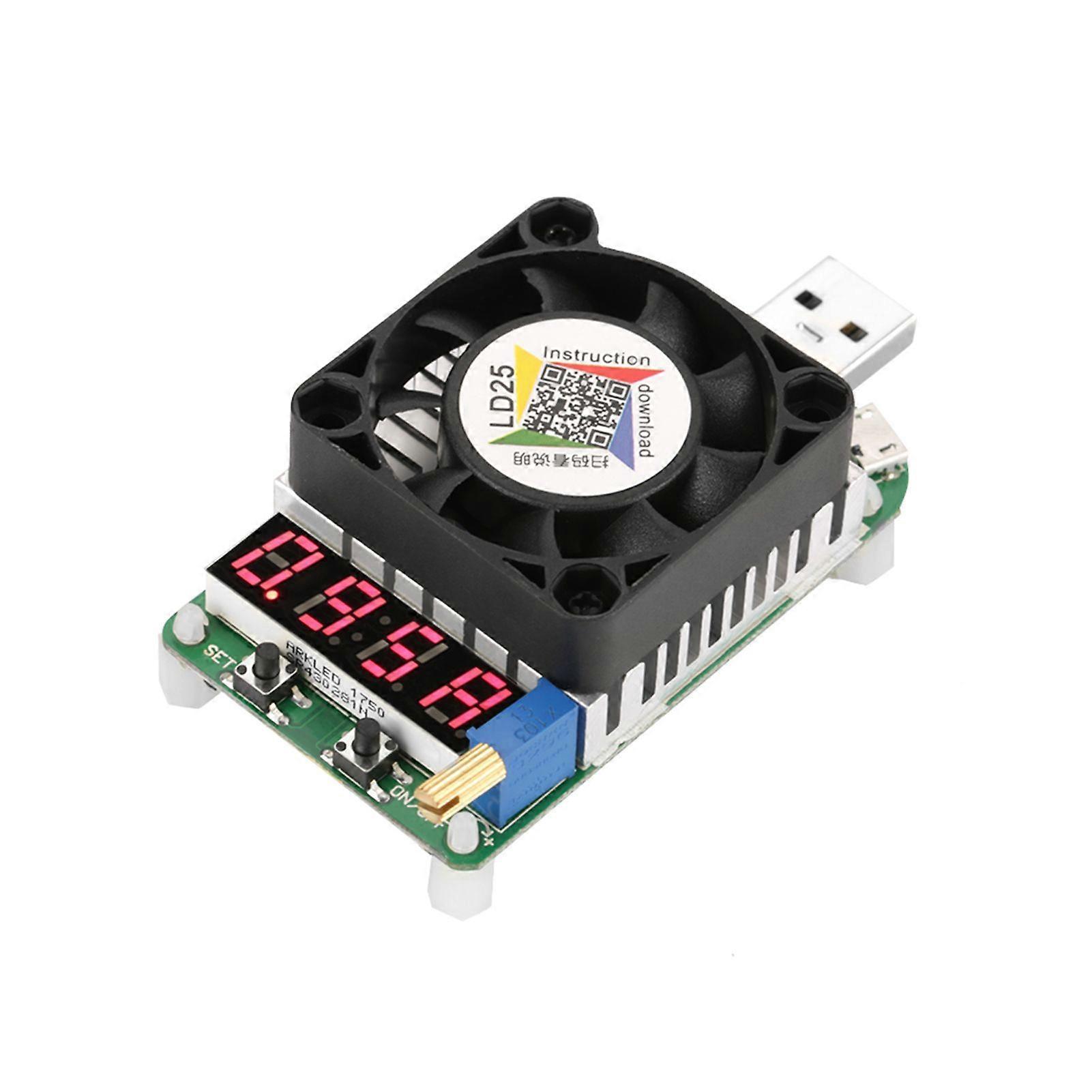 LD25 USB Electronic Load Digital Display Battery Test Adjustable Resistor Voltage Current Mete