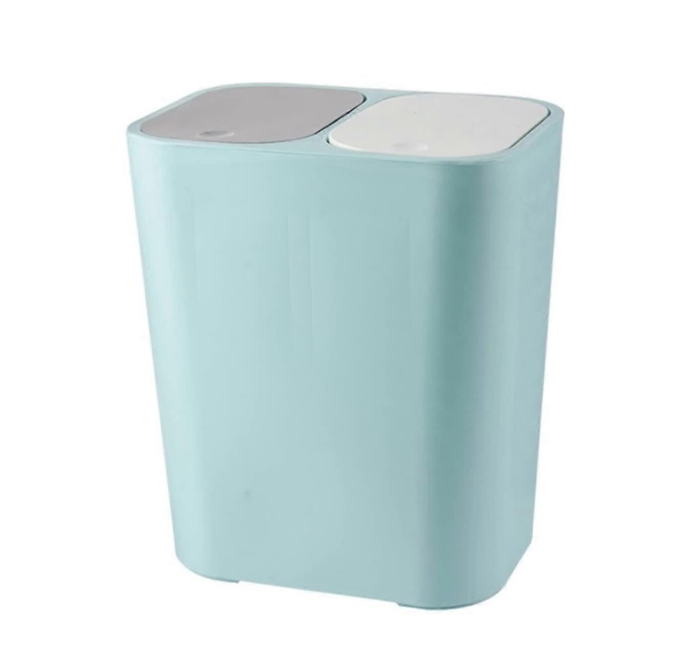 Waste Paper Bin Double Compartments Recycling Bin With 2 Lids 29x21x33 Cm Home Ashcan Style