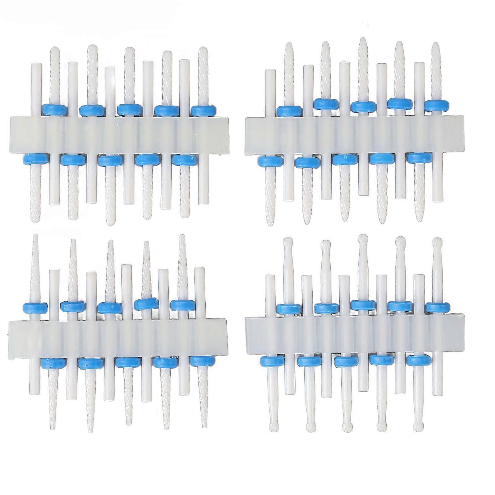 40Pcs Nail Drill Bits with Holder Ceramic Grinding Head Polishing Bit Set Kit for Manicurist