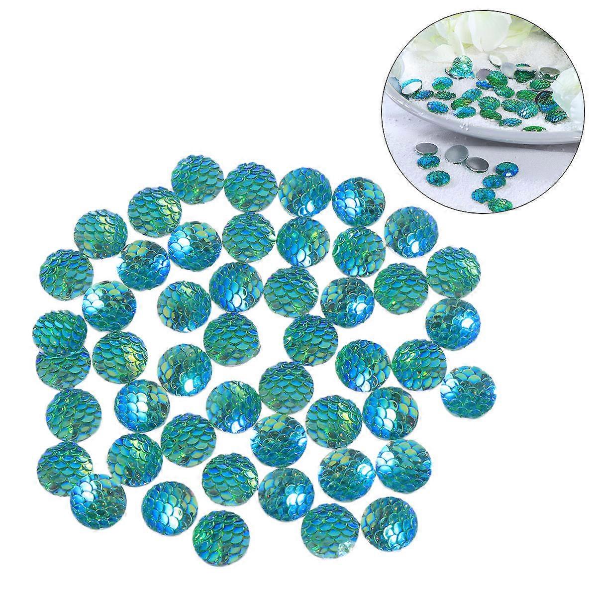 Fischschuppen Strass Dekoration Harz Perlen für 50Pcs grün DIY Gebrauch