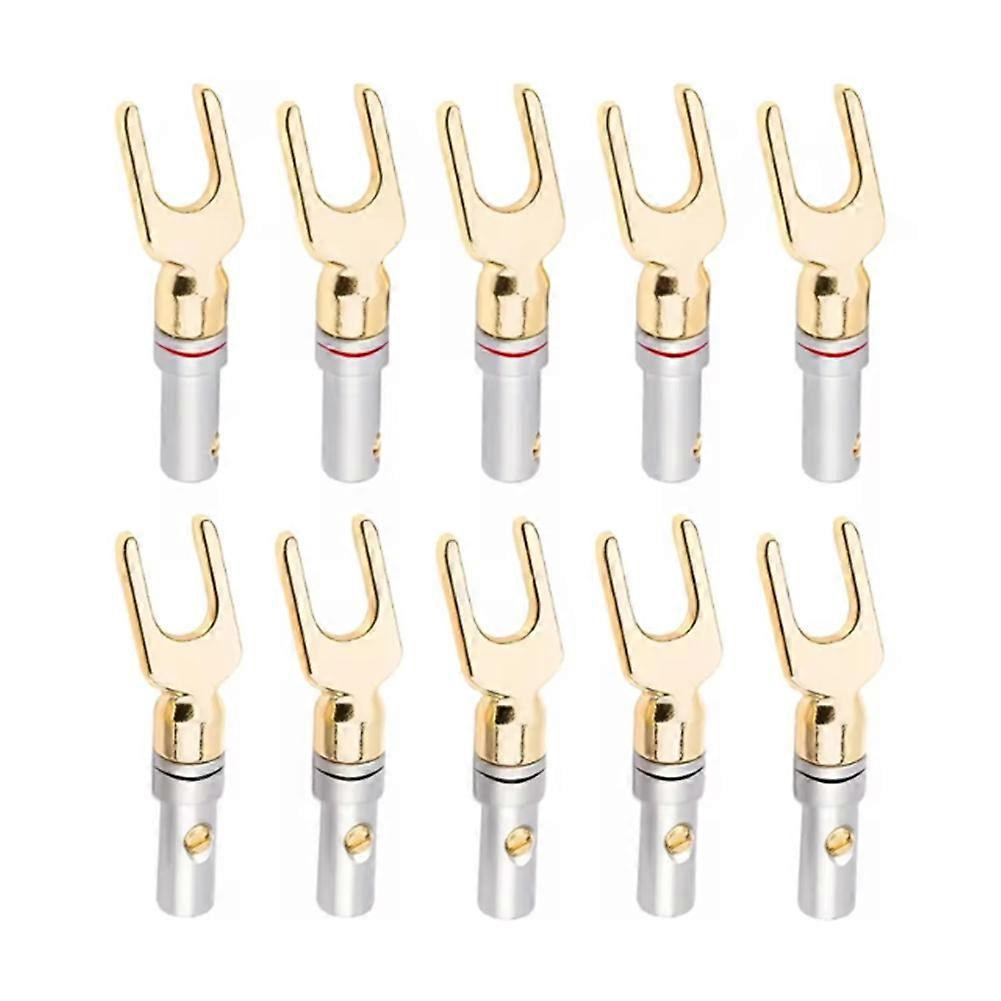 10Pcs Y/ U Type Banana Plugs Speaker Audio Cable Wire Connector Screw Lock Fork Spade Plug Banana Connectors