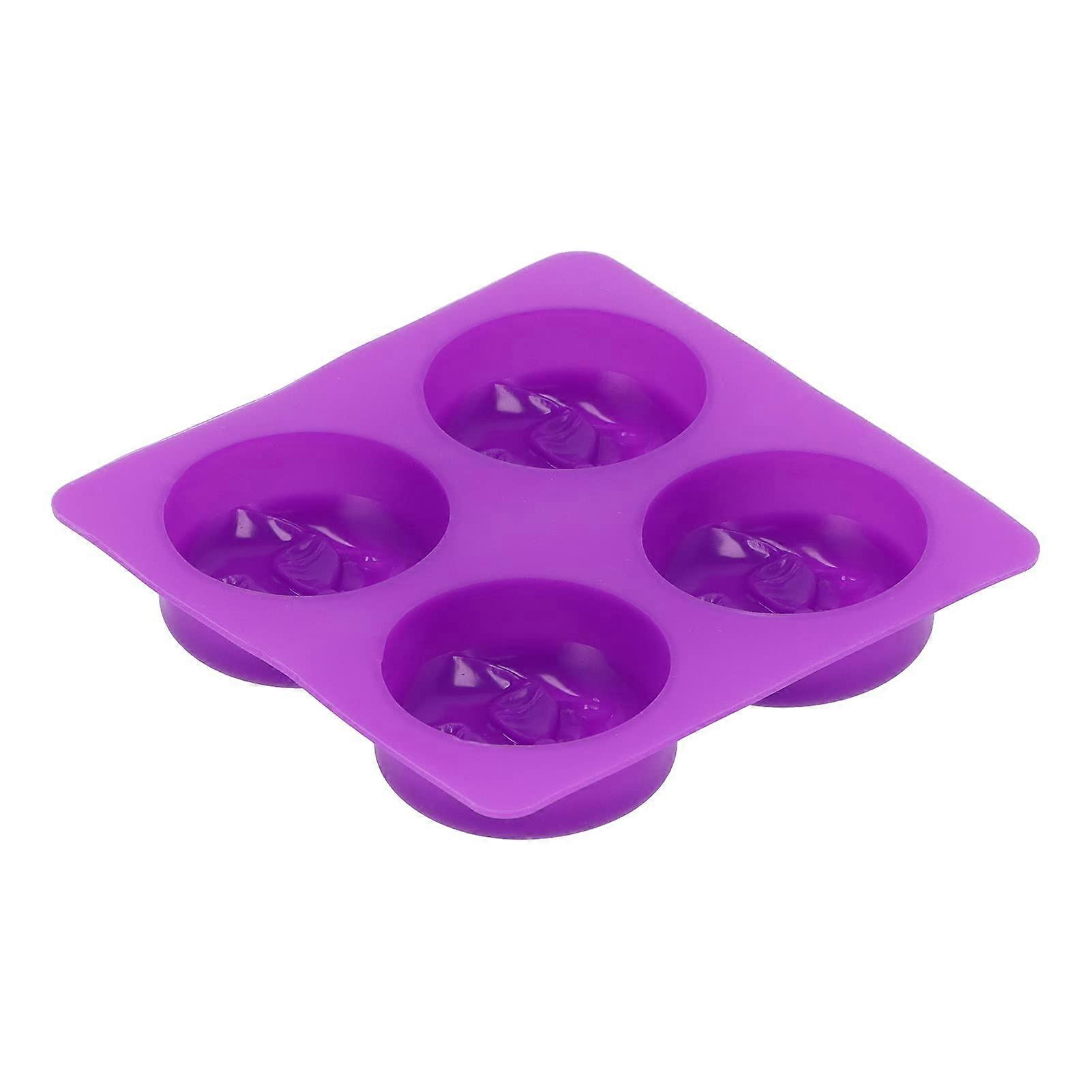 4Grid Round Moon Face Mold Silicone Soap Mold For DIY Moon Shape Handmade Home Kitchen