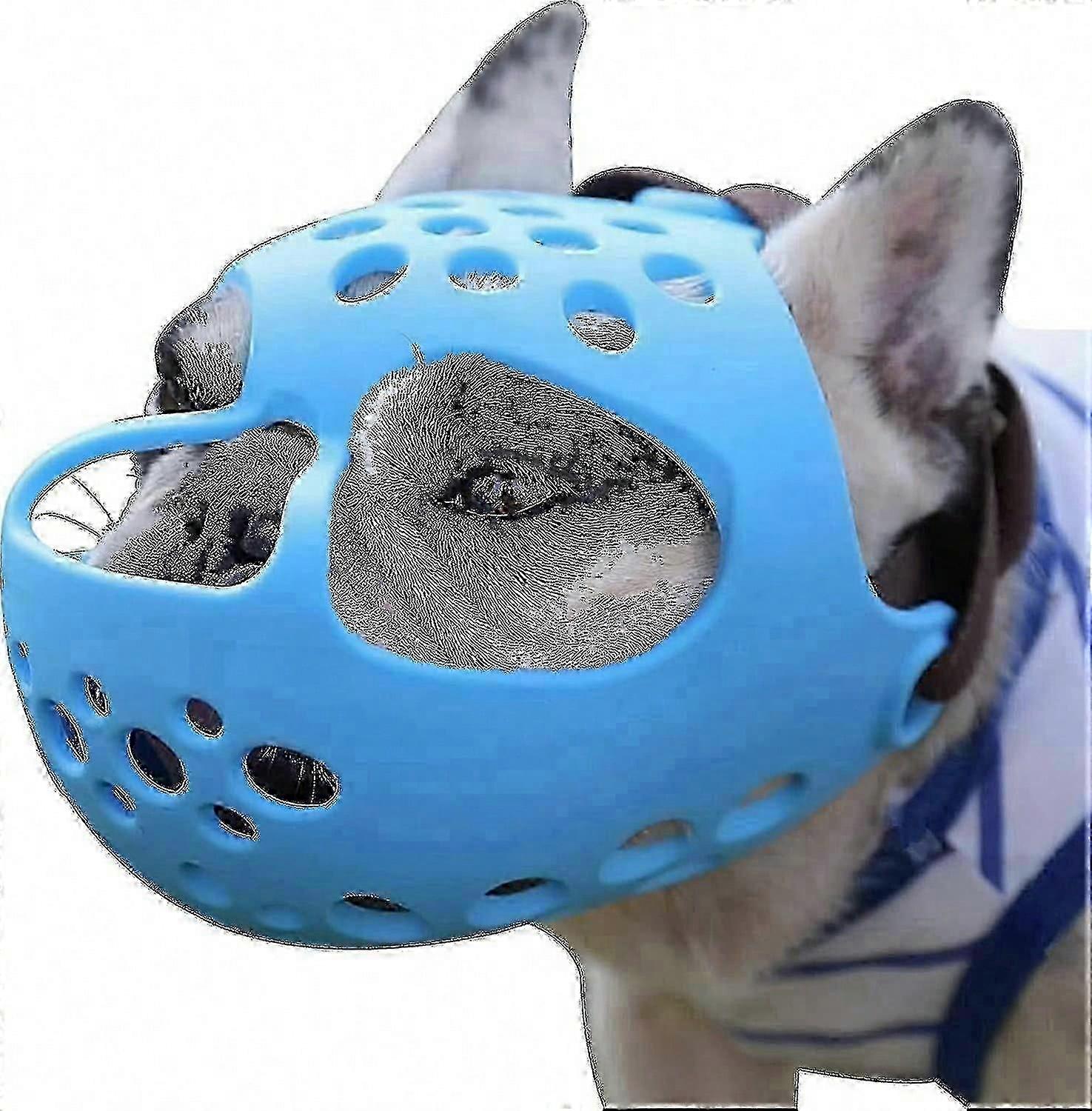 Short Snout Dog Muzzle,soft Silicone Adjustable Breathable Bulldog Muzzle For French Bulldog Shih Tzu And Pug For Biting Chewing Training