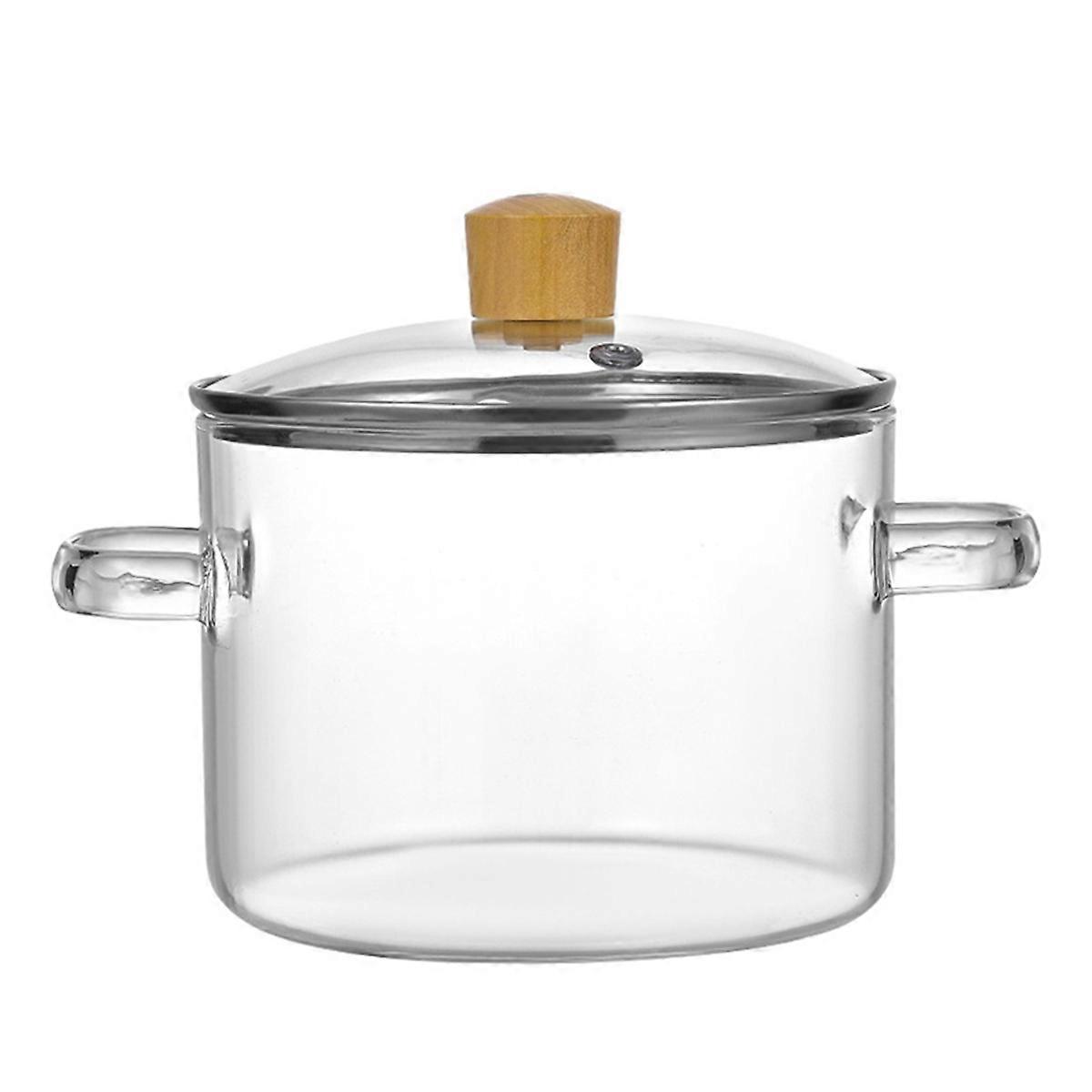 Glass Pots for Cooking on Stove, 1.6L Clear Simmer Pot Potpourri, Glass Saucepan with Lid, Cookware