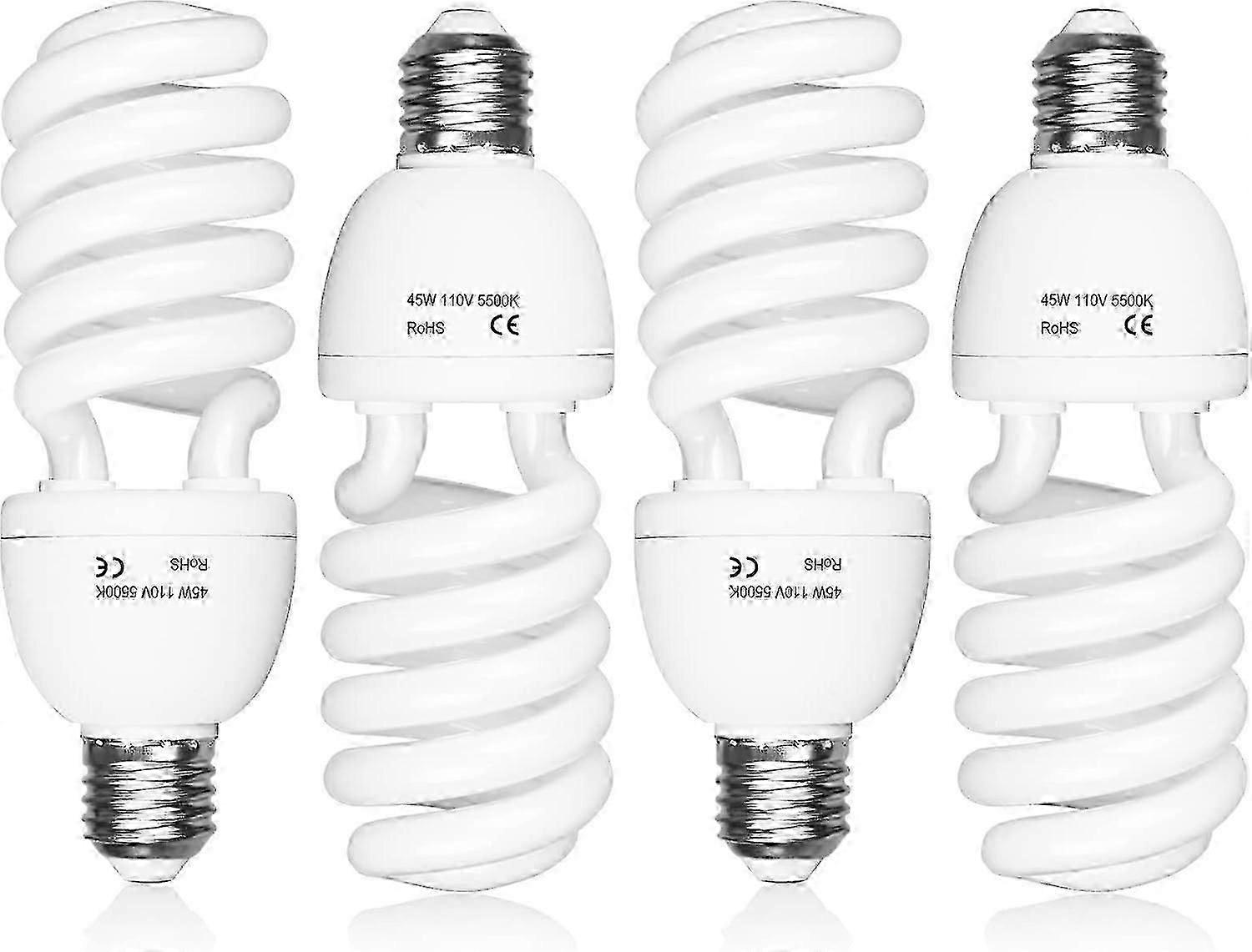 Full Spectrum Light Bulb, 4x45W 5500K CFL Daylight Bulb for Photography Photo Video Studio Lighting,Softbox Lighting Kit,House Lighting