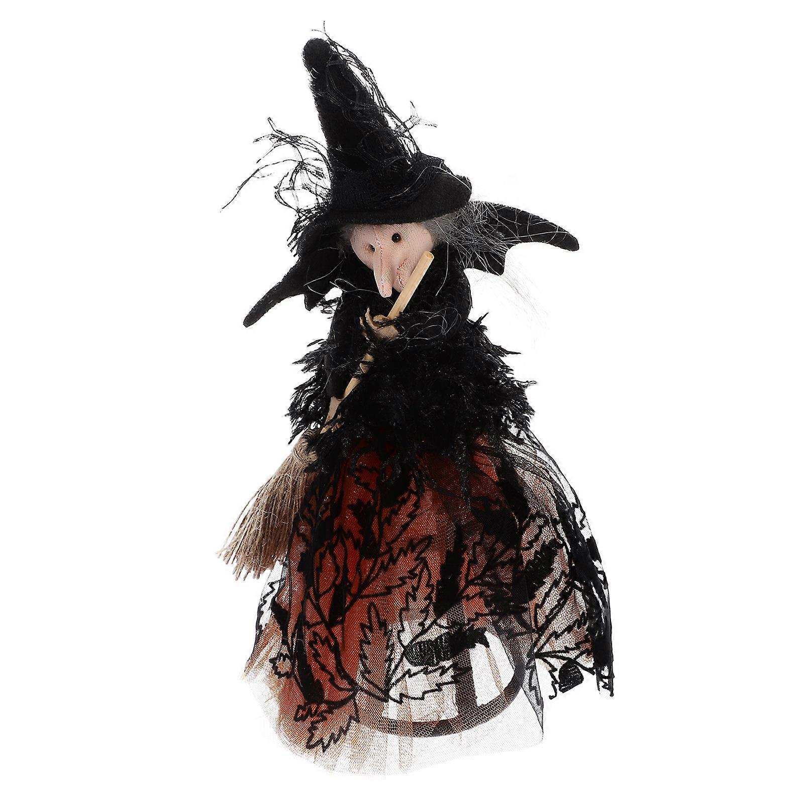 Halloween Witch Doll Decor 3Pcs for Halloween Party Table Centerpiece Featuring Orange Cloth and Plastic Material