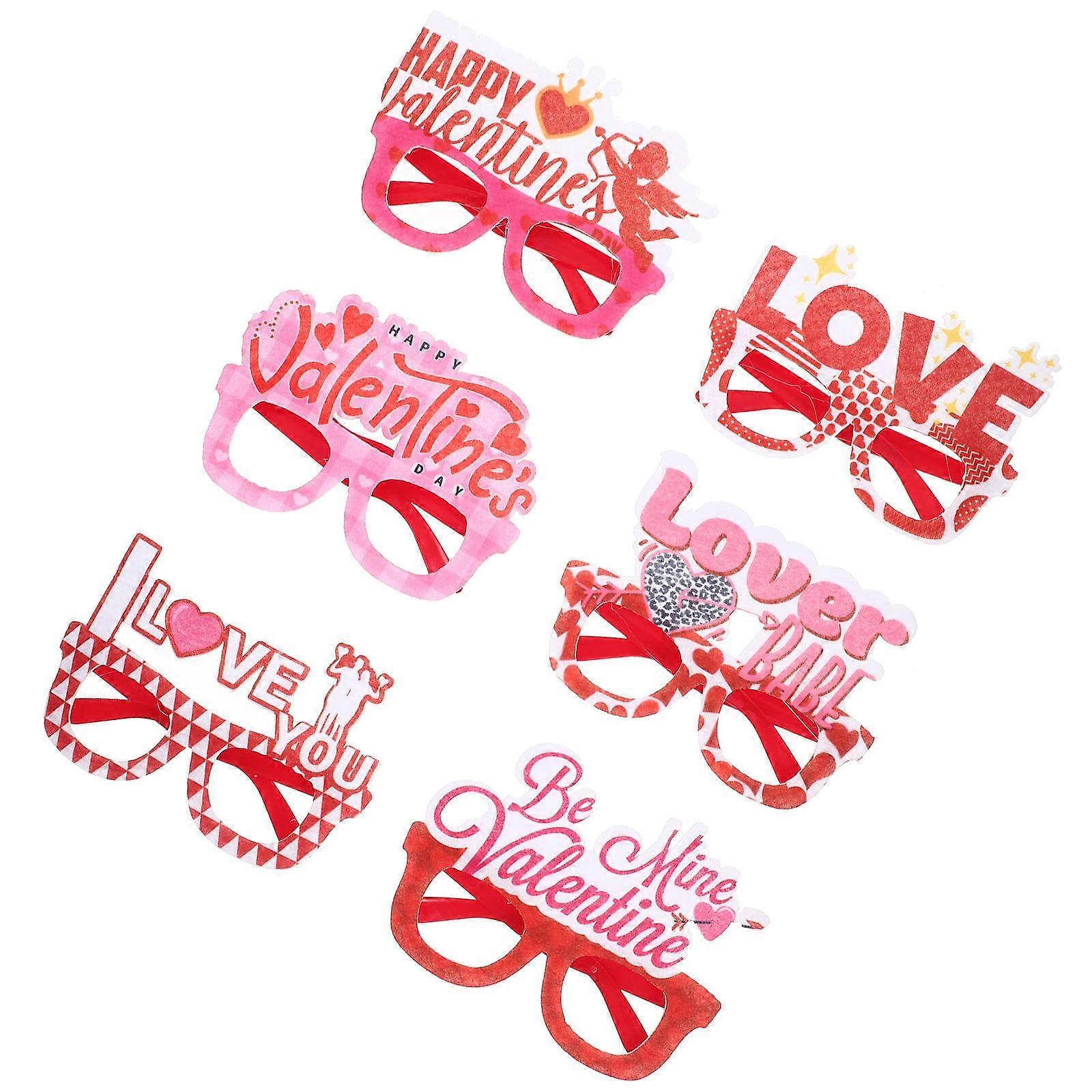 Valentine Day Themed Glasses Frames 6Pcs Eyewear for Parties Multi Material Party Ornaments