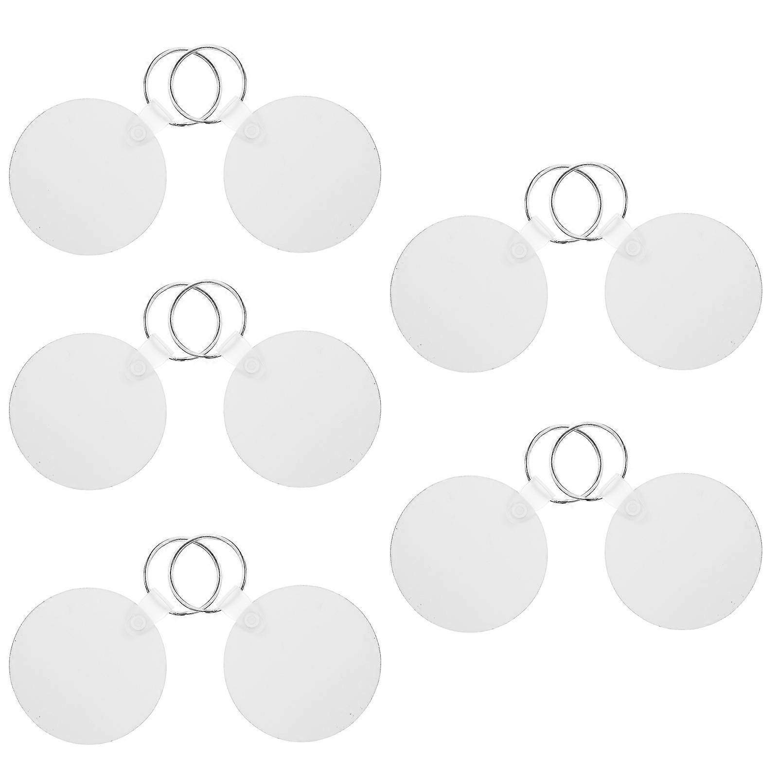 50 Pcs Blank Handicraft Key Rings For Craft Decoration And Souvenirs DIY Keychain Projects White Round Size 5X5X0.3Cm