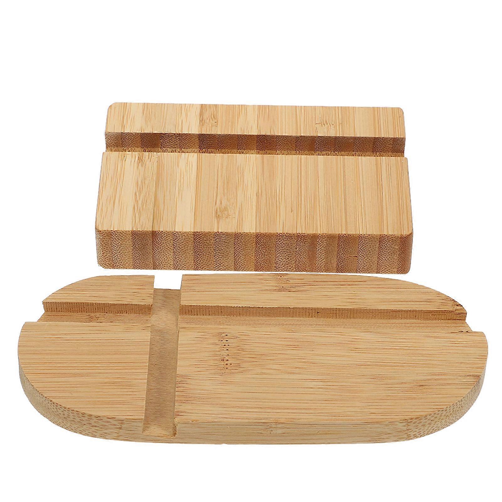 Rectangular Bamboo Phone Bracket Ideal For Streaming And Desktop Conferencing In Yellow 4 Pcs