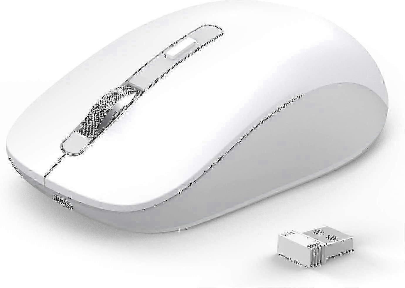 Pure White Bluetooth Mouse, 2.4g Wireless Bluetooth Mouse Dual Mode (bluetooth 5.0/3.0+usb), Computer Mouse