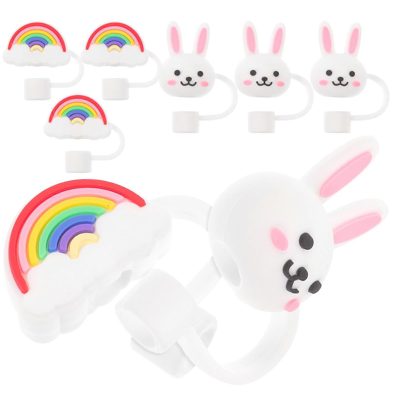 Silicone Straw Covers 32 Pcs Assorted Color Cartoon Shape Family Use Practical Anti-Dust Protects The Straw