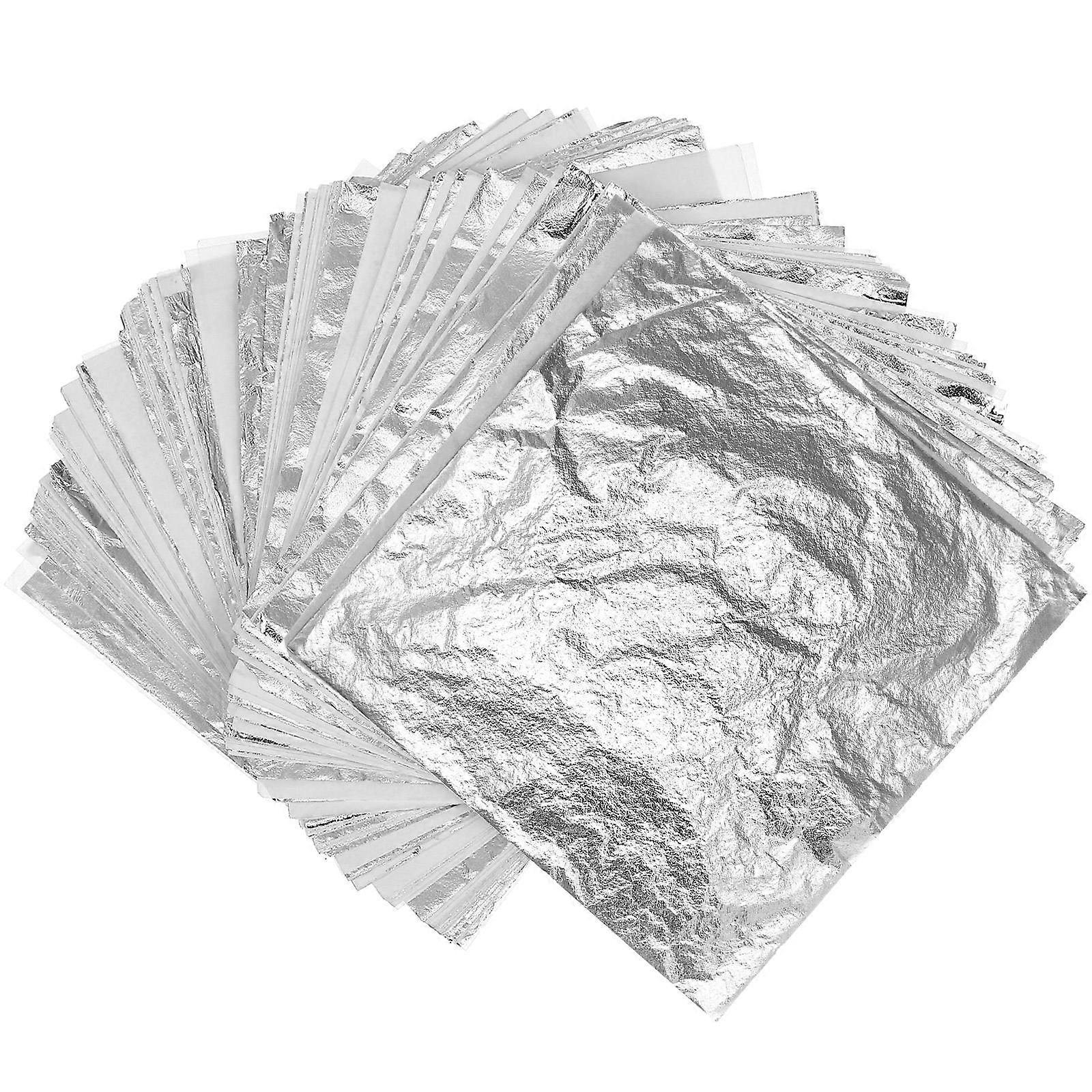 Silver Foil Imitation Leaf for Artistic Crafting 100Pcs Collection