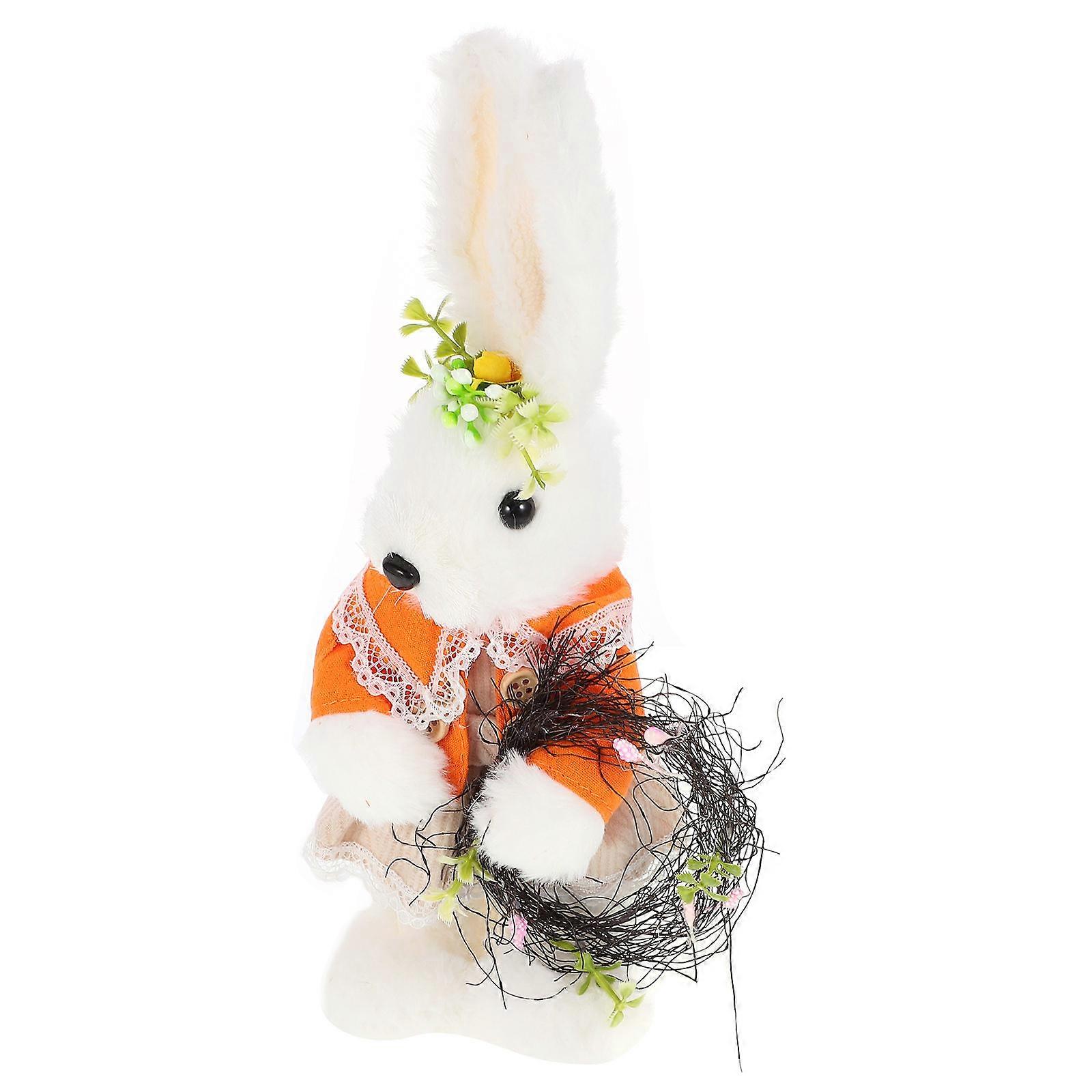 Easter Bunny Statue Plush Ornament for Desktop 3Pcs Pack