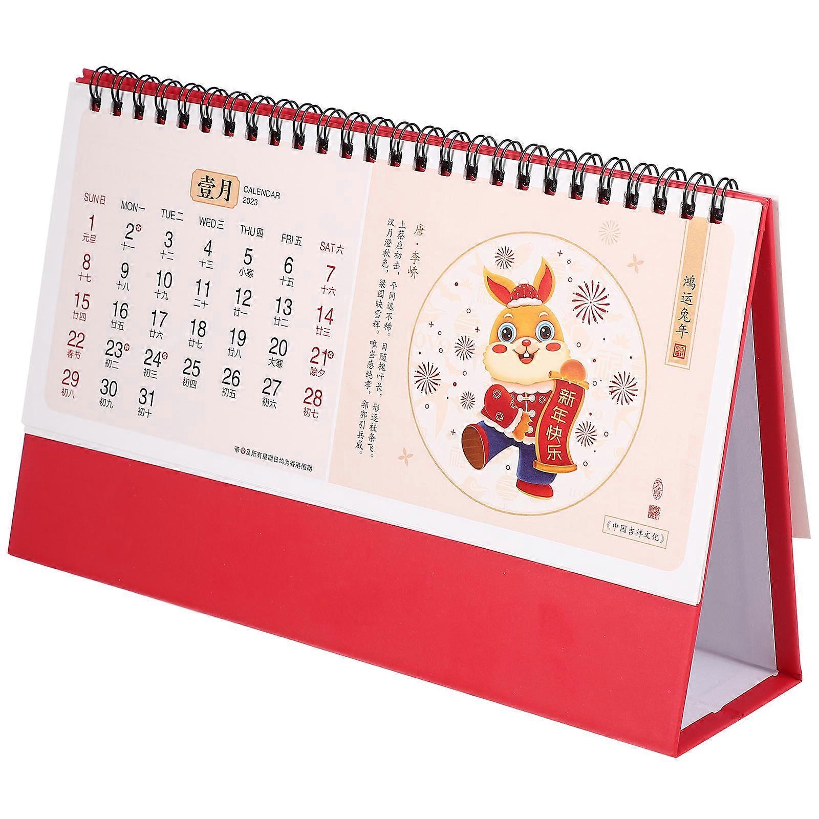 Desktop Calendar 2023 Year of Rabbit Calendar for Home 4Pcs Pack